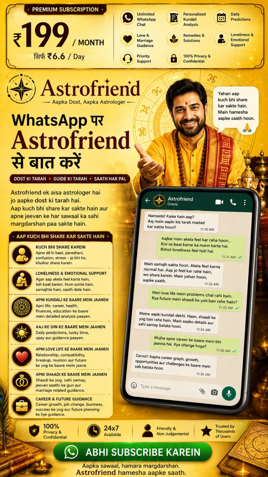 Astrofriend Facebook ad: ₹199/ monthly + Unlimited Chats