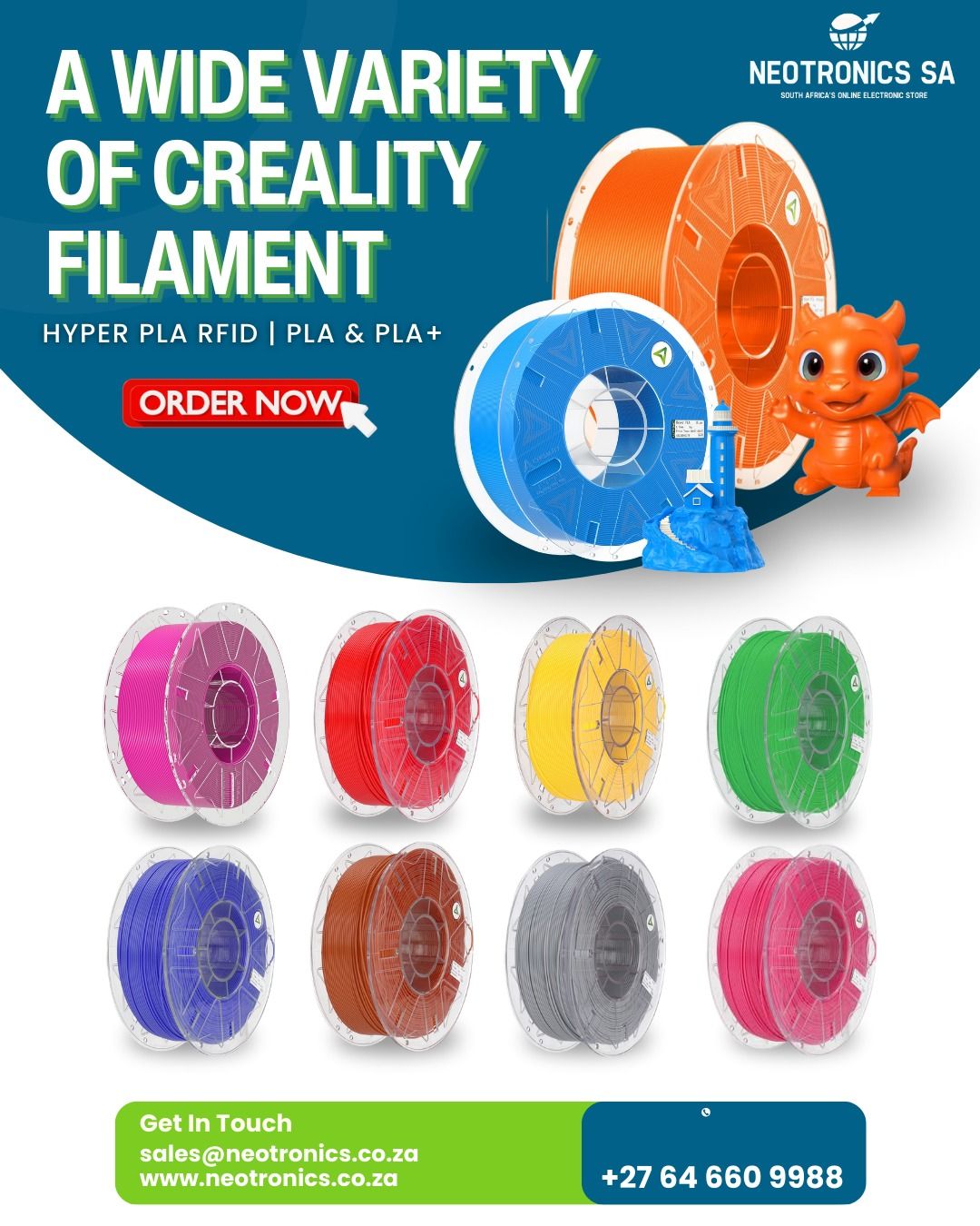 Neotronics SA Facebook ad: Unlock your creativity with our premium Creality Filament…