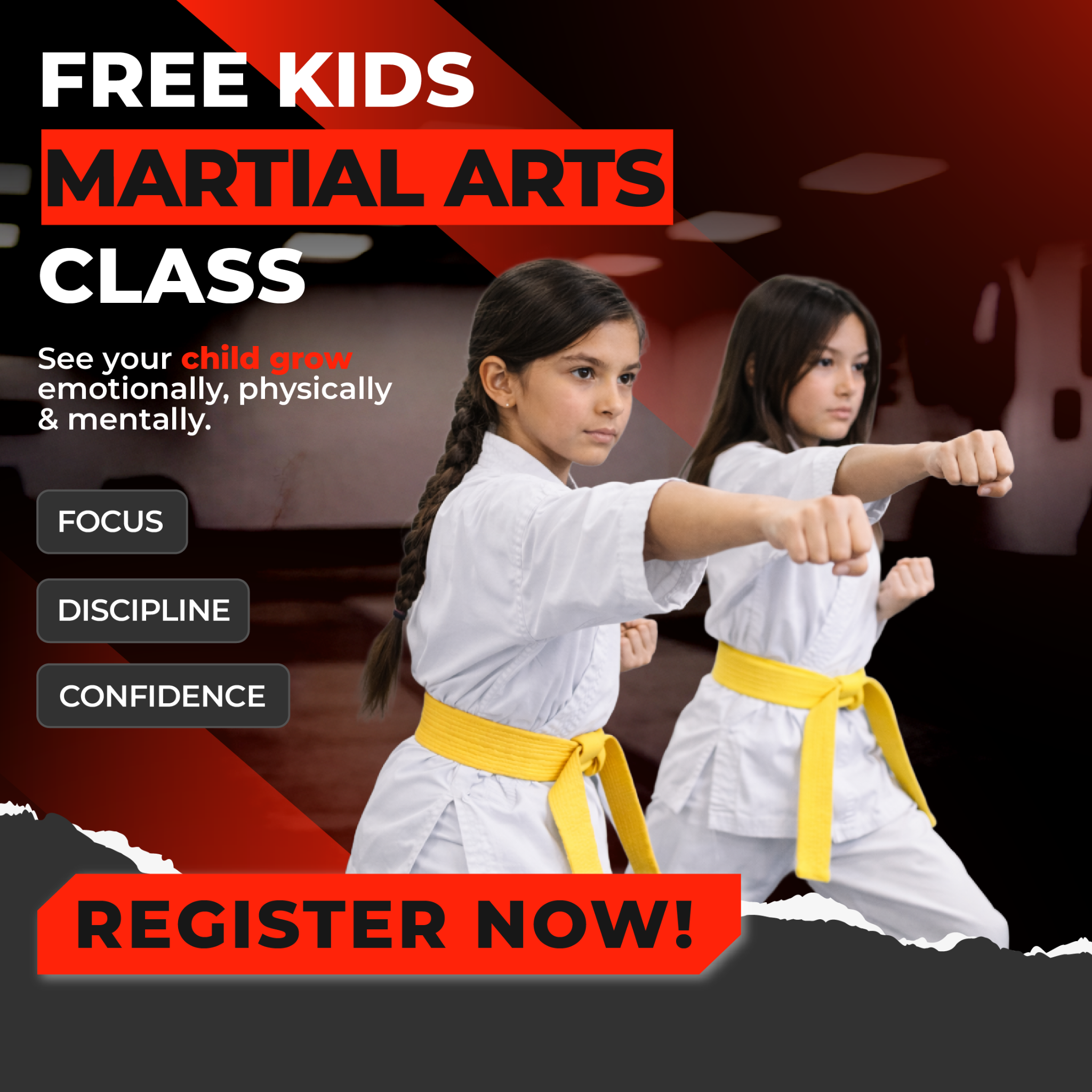 Empire Dojo Facebook ad: Free Kids Intro Class!