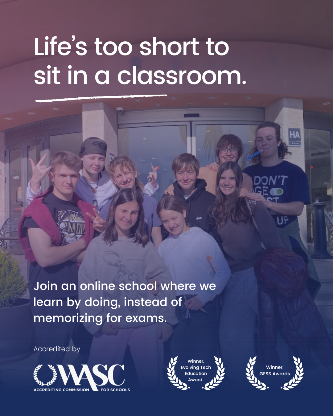 School of Humanity Facebook ad: The Online School Built For You