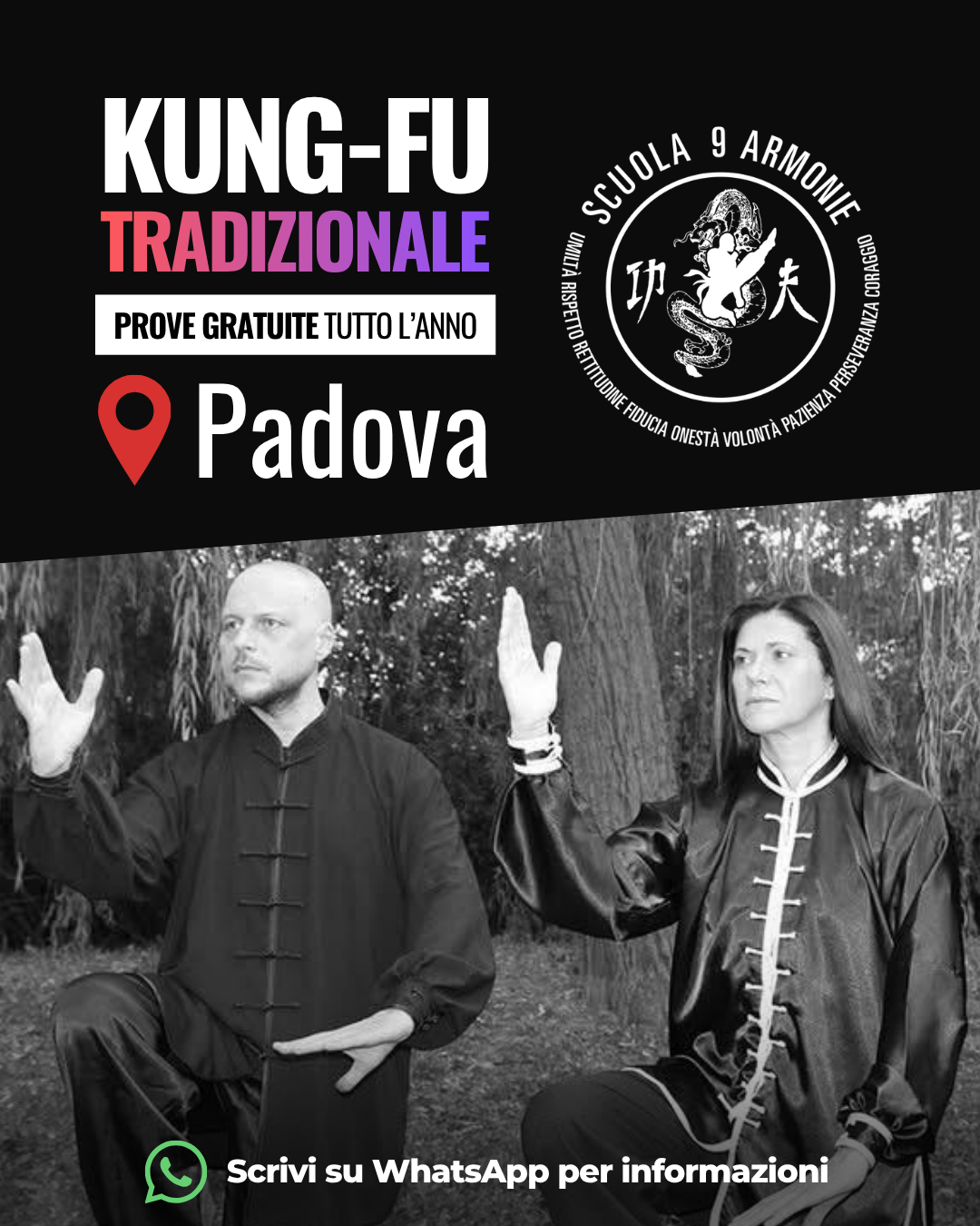 Scuola 9 Armonie Facebook ad: Corsi di Kung-Fu Tradizionale a Padova