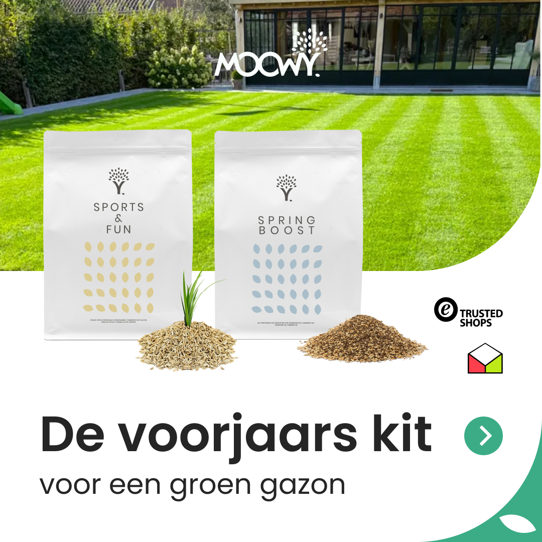 MOOWY Facebook ad: Een groen gazon in de lente.
