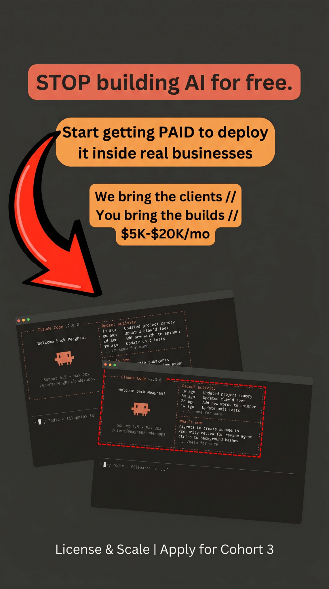 License & Scale - Cameron England Facebook ad: Make $ with your AI Skills!