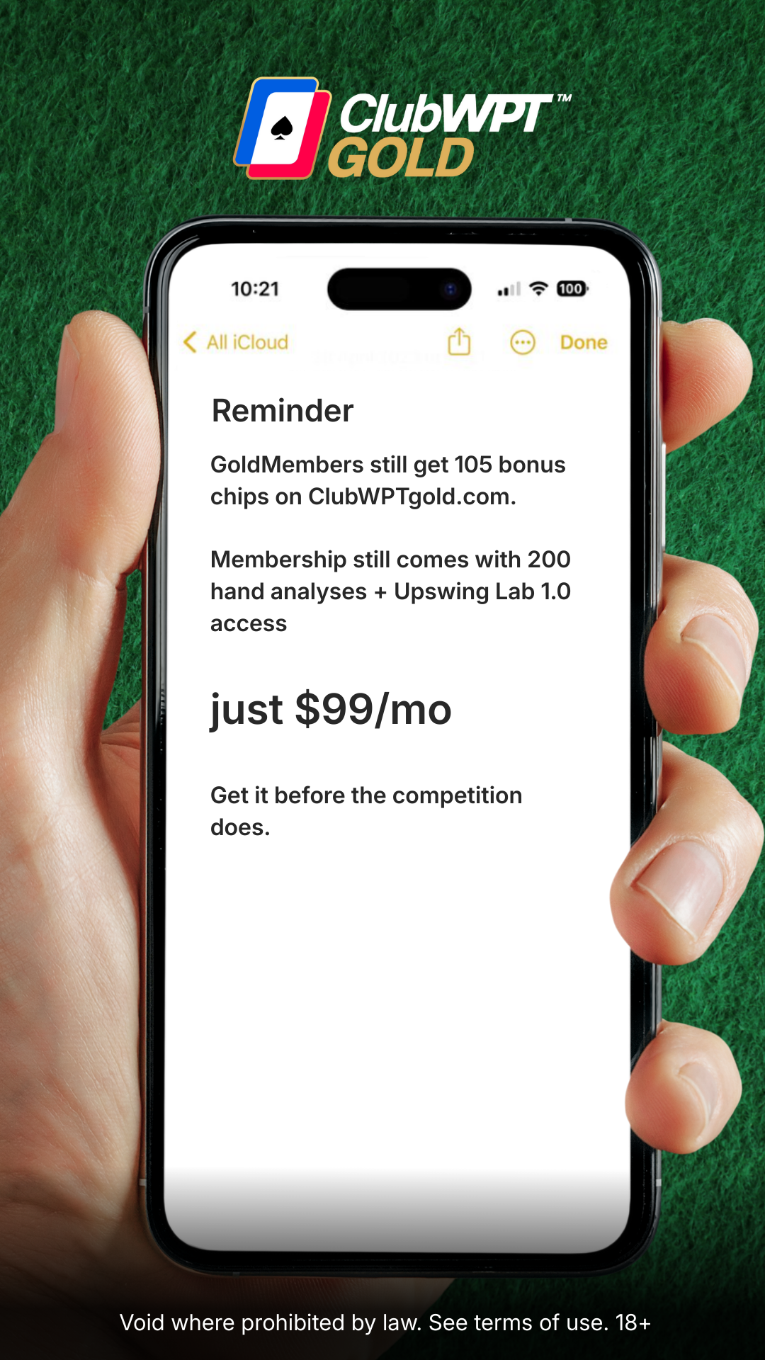 Clubwpt Gold Facebook ad
