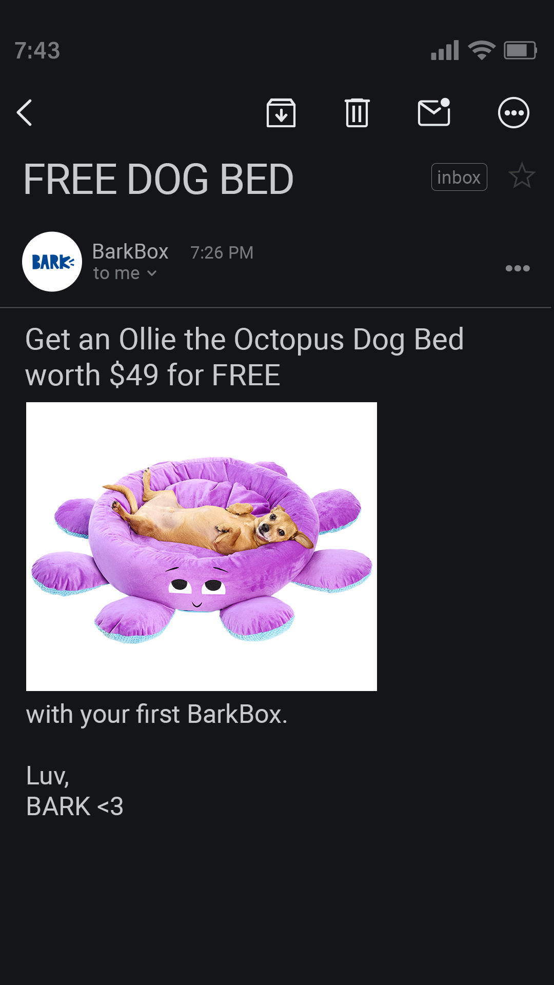 BarkBox Facebook ad