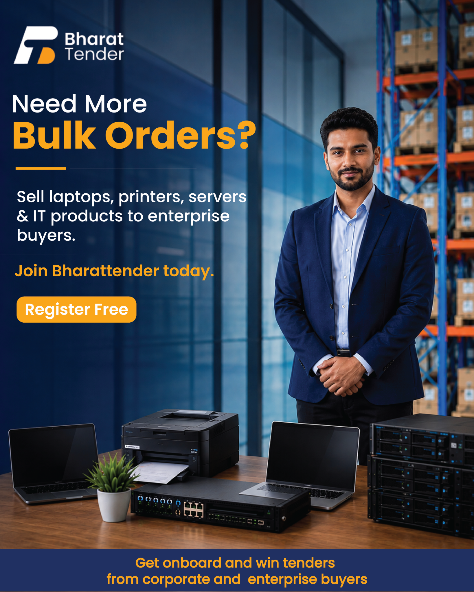 BharatTender Facebook ad: Become a trusted technology supplier today.