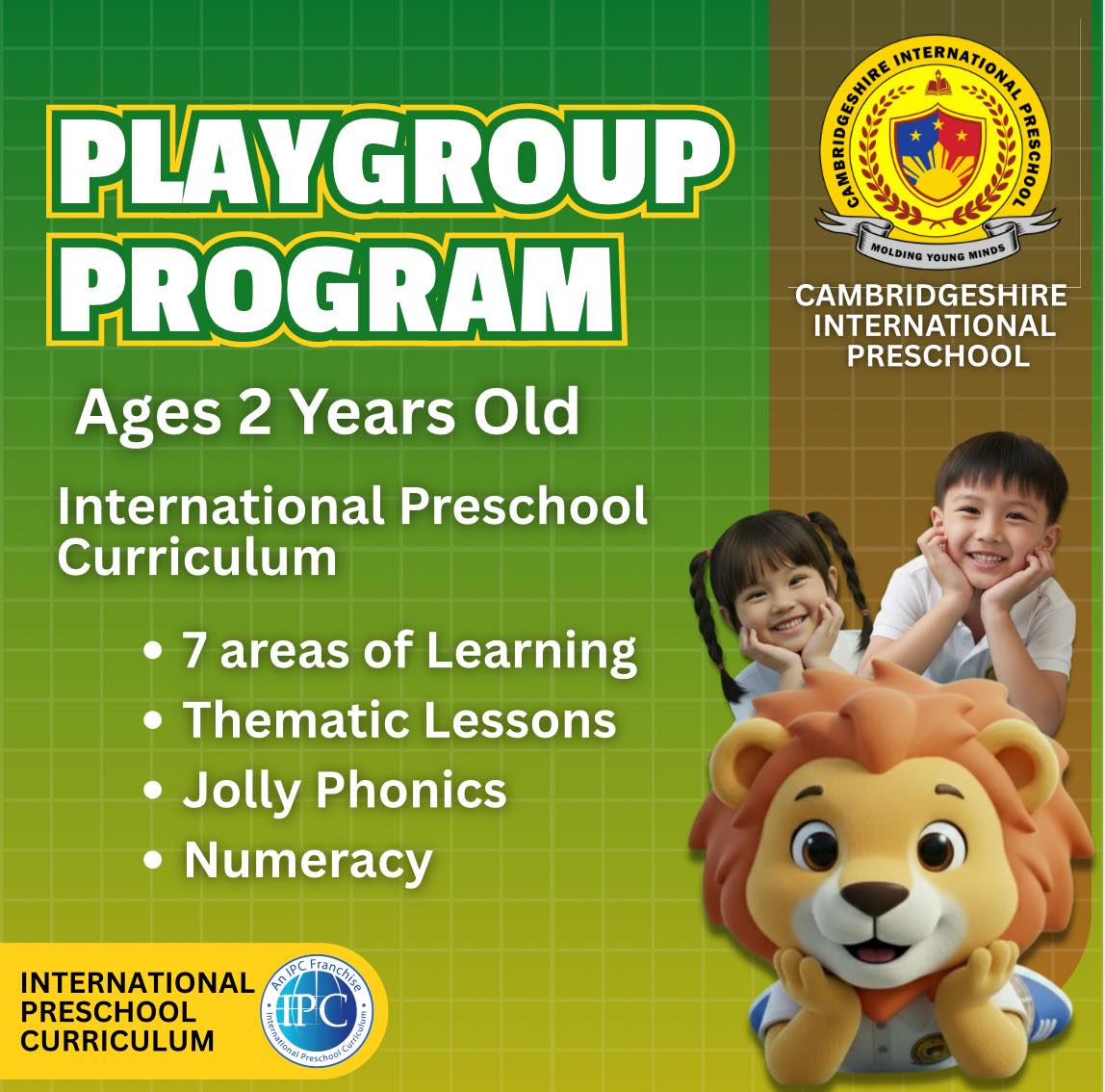 Cambridgeshire International Preschool Facebook ad: ENROLLMENT IS NOW OPEN, SY 2026