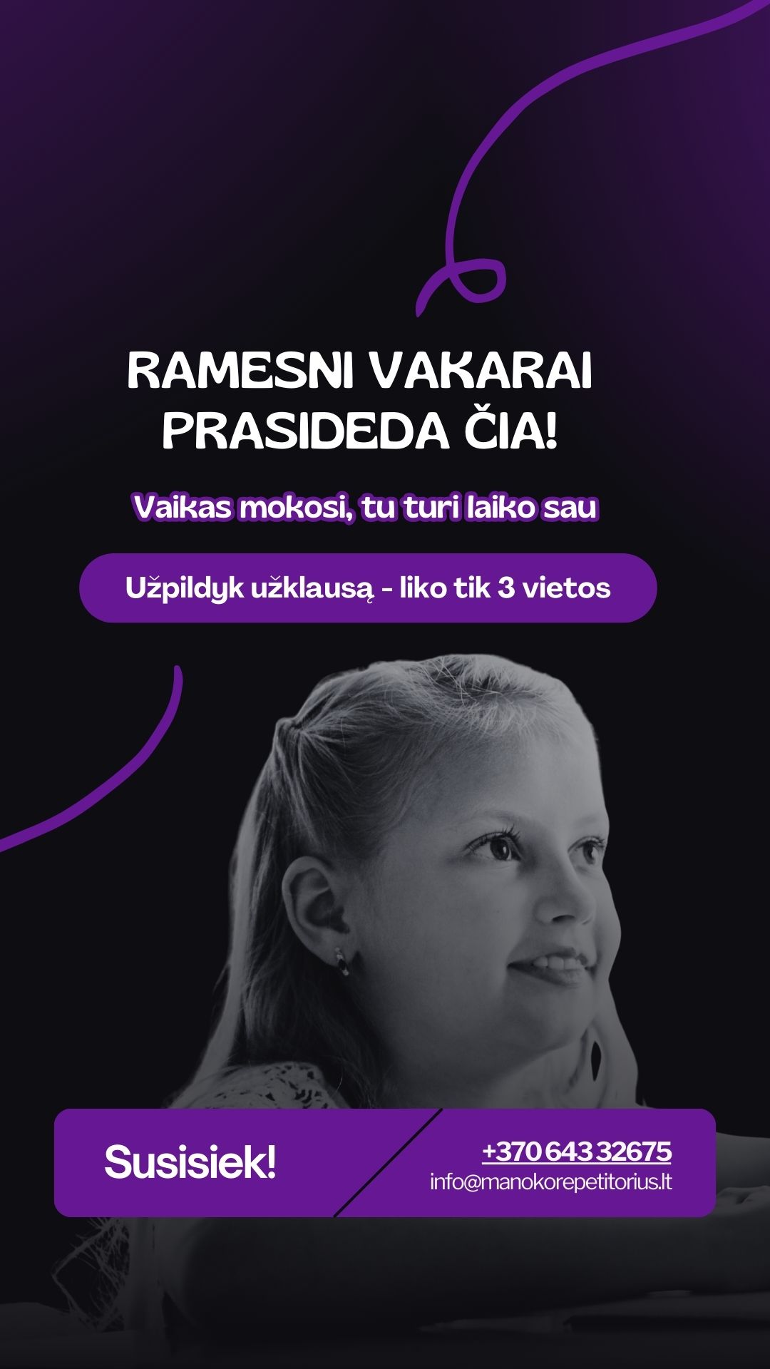 Mano korepetitorius Facebook ad from Jan 29, 2026