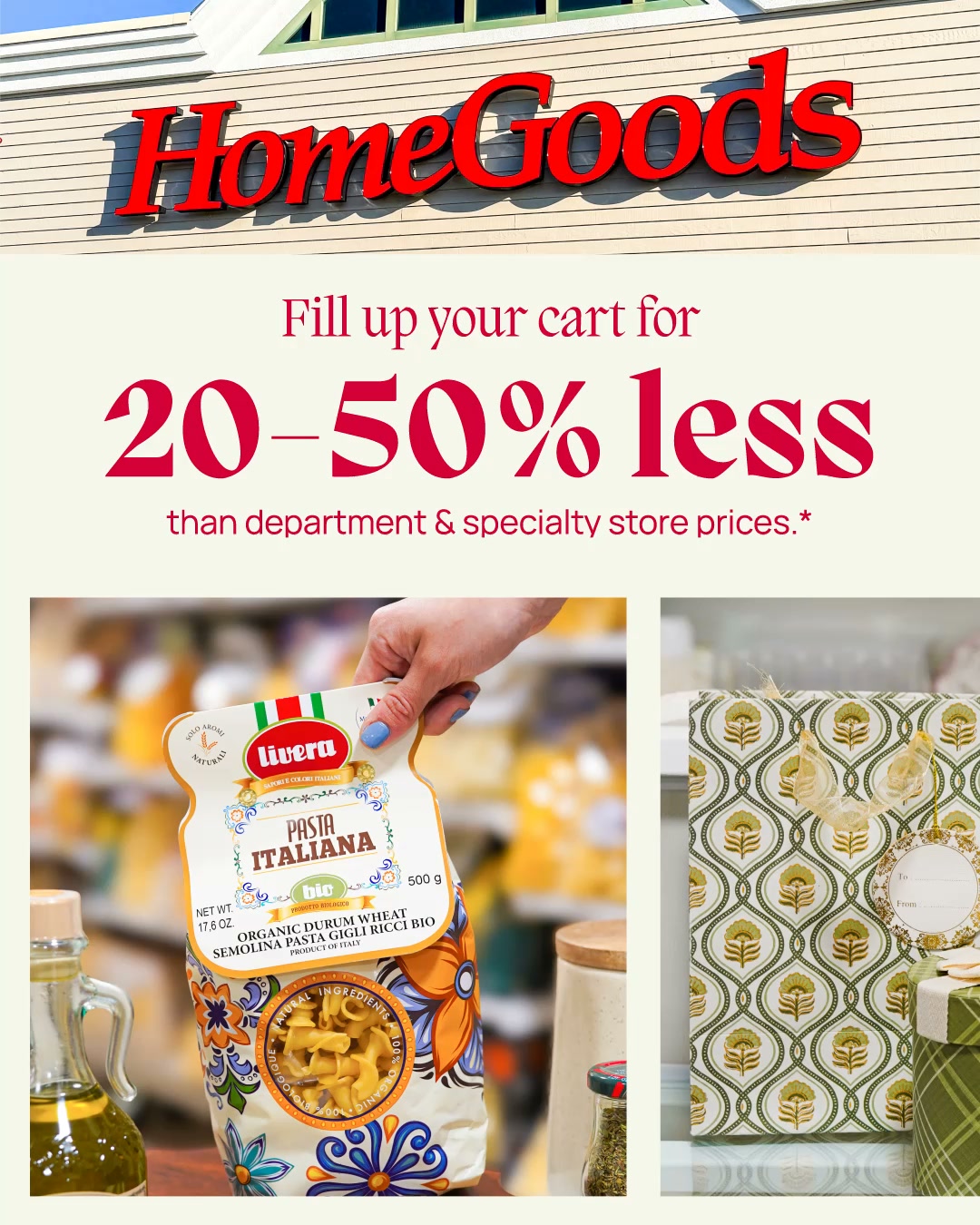 HomeGoods Facebook ad: Life’s better when you save IRL