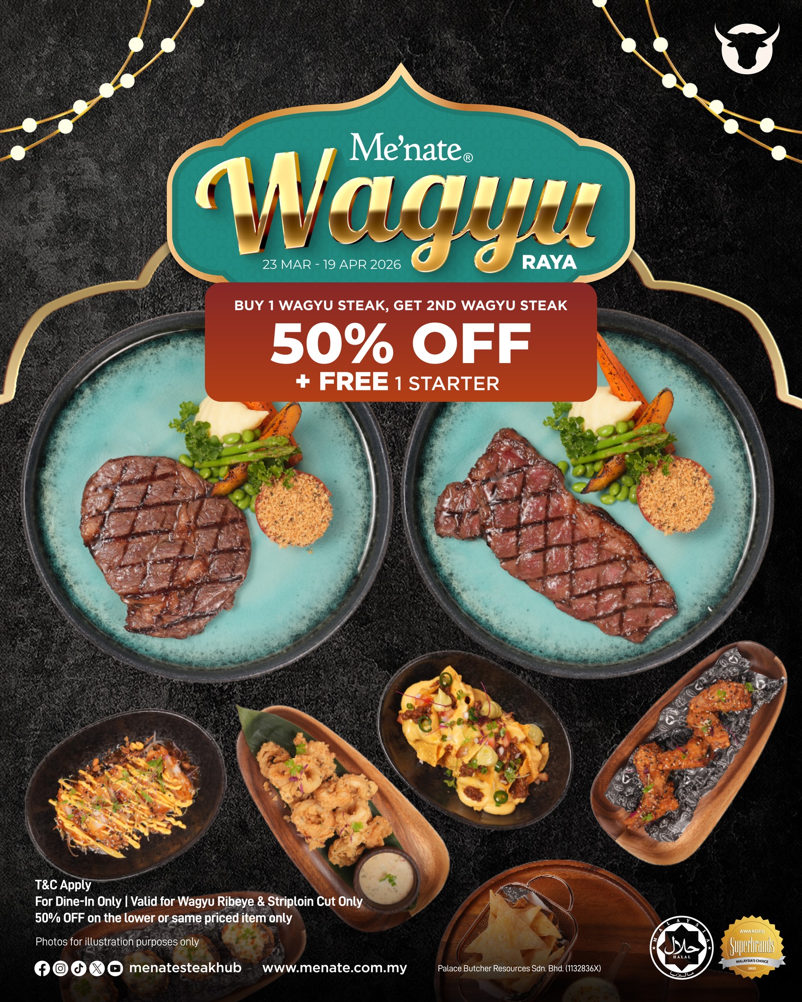 Me'nate Steak Hub Facebook ad: Raya Ini, Raikan Dengan Sajian Lebih Premium