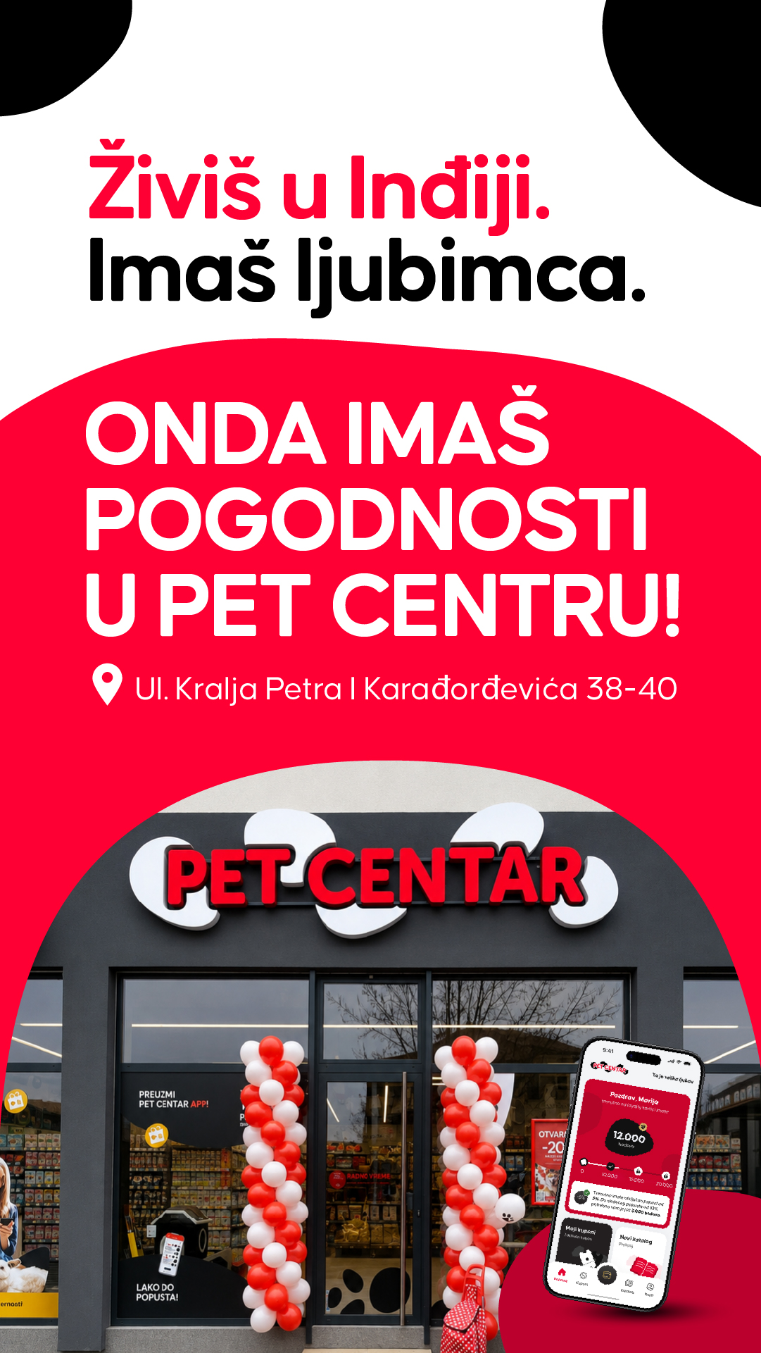 PET CENTAR Srbija Facebook ad: Imaš pogodnosti u Pet centru, poseti nas!