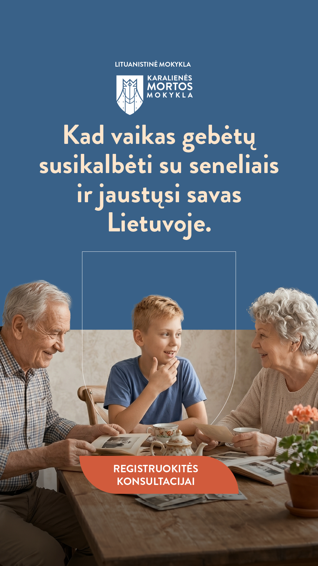 Karalienės Mortos mokykla Facebook ad