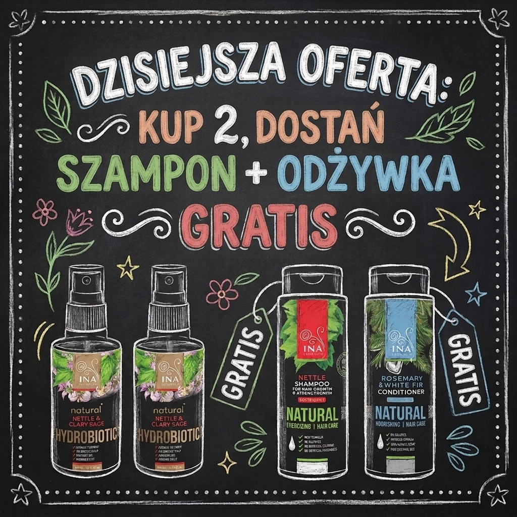 InaEssentials.pl - Naturalne i Organiczne Kosmetyki Facebook ad: Dwa Hydrobiotiki, szampon i odżywka gratis