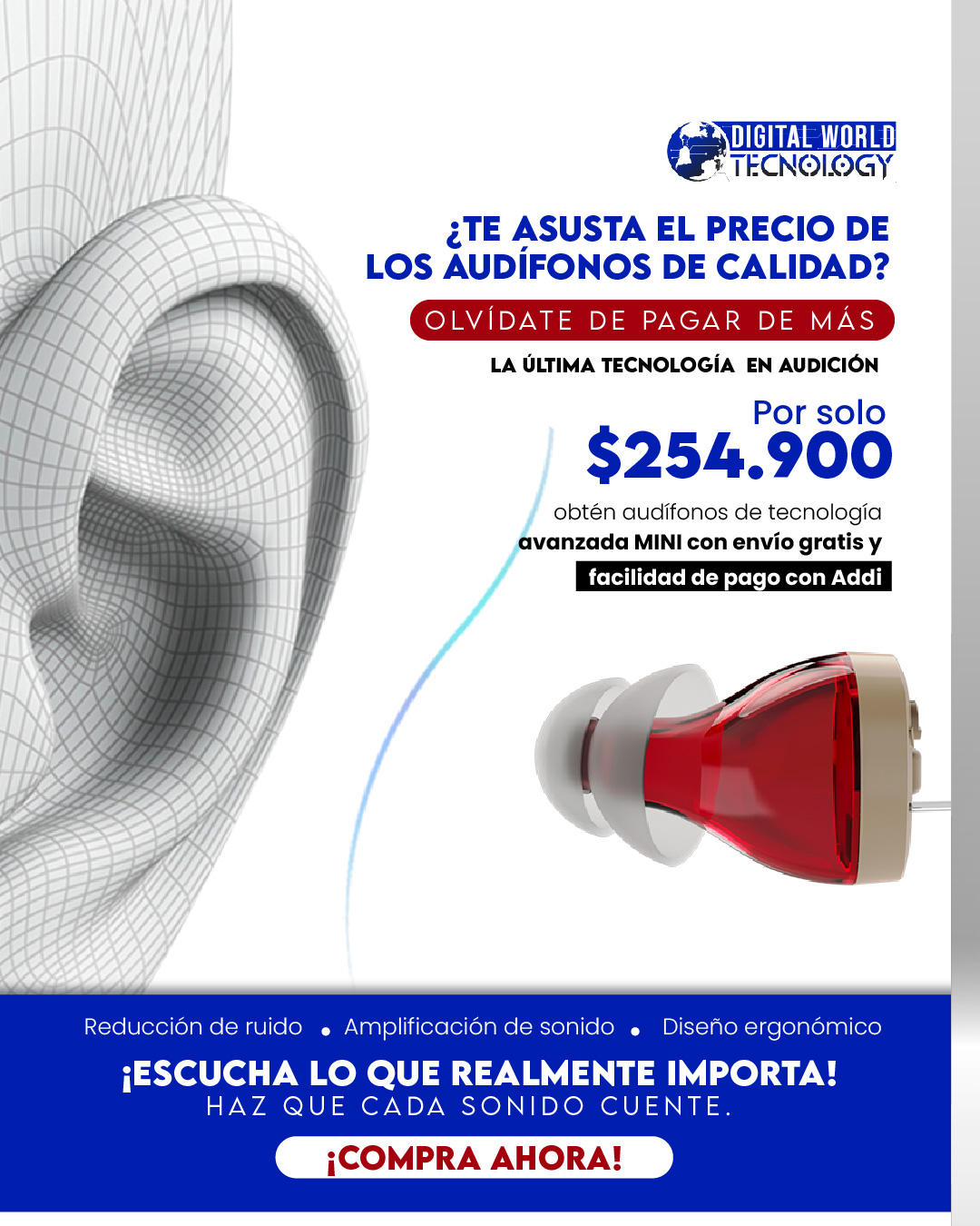 Digital World Tecnology Facebook ad: Escucha la Vida con Claridad