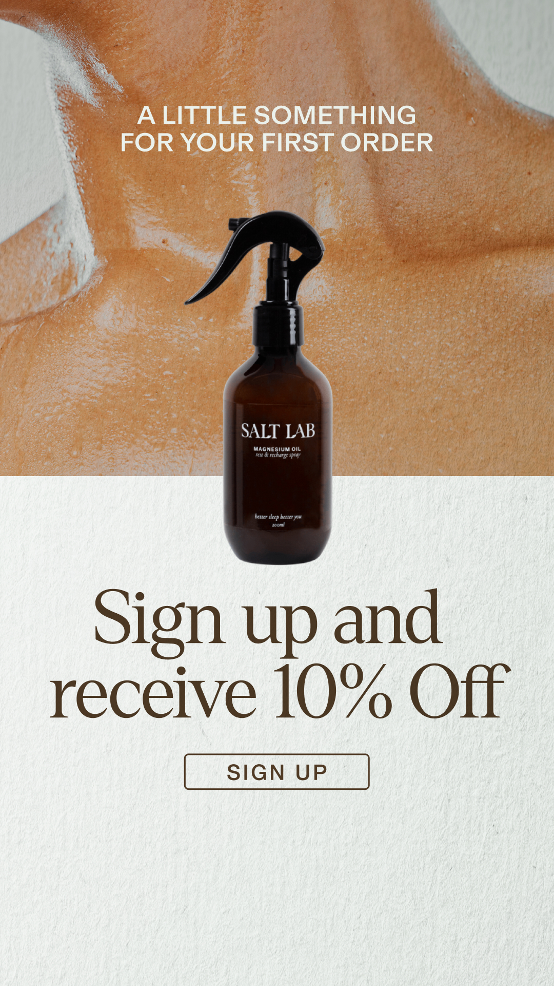 Salt Lab Facebook ad: Sign Up to Get 10% Off Your First Order