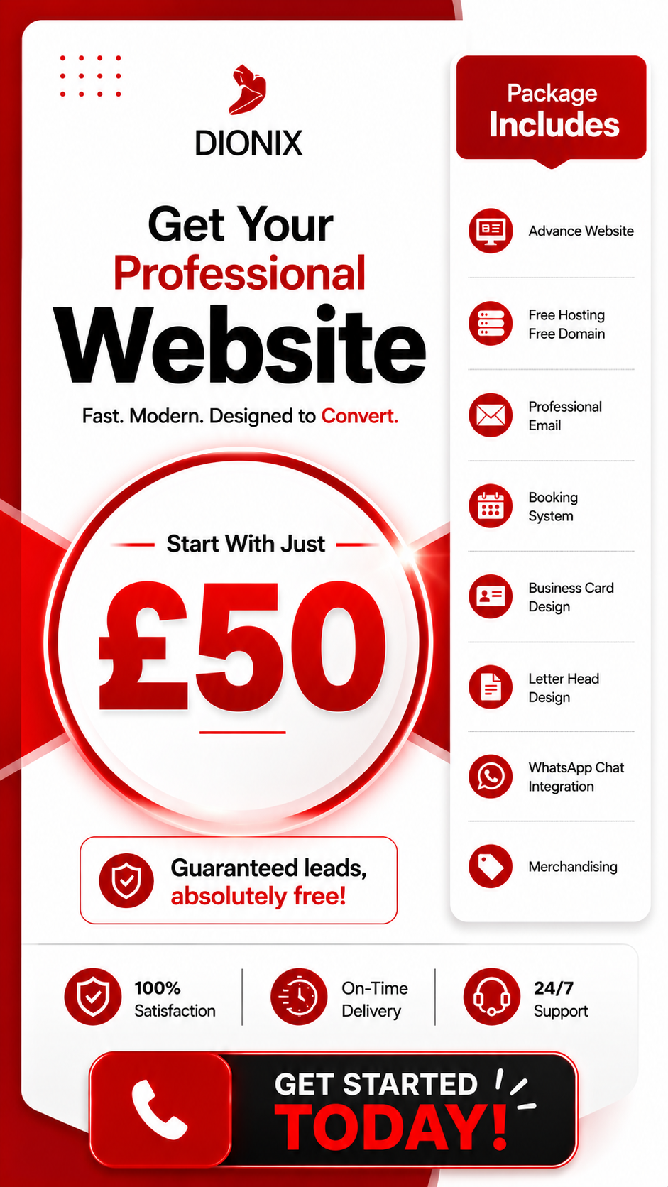 Dionix Facebook ad: Get Started with Just £50!