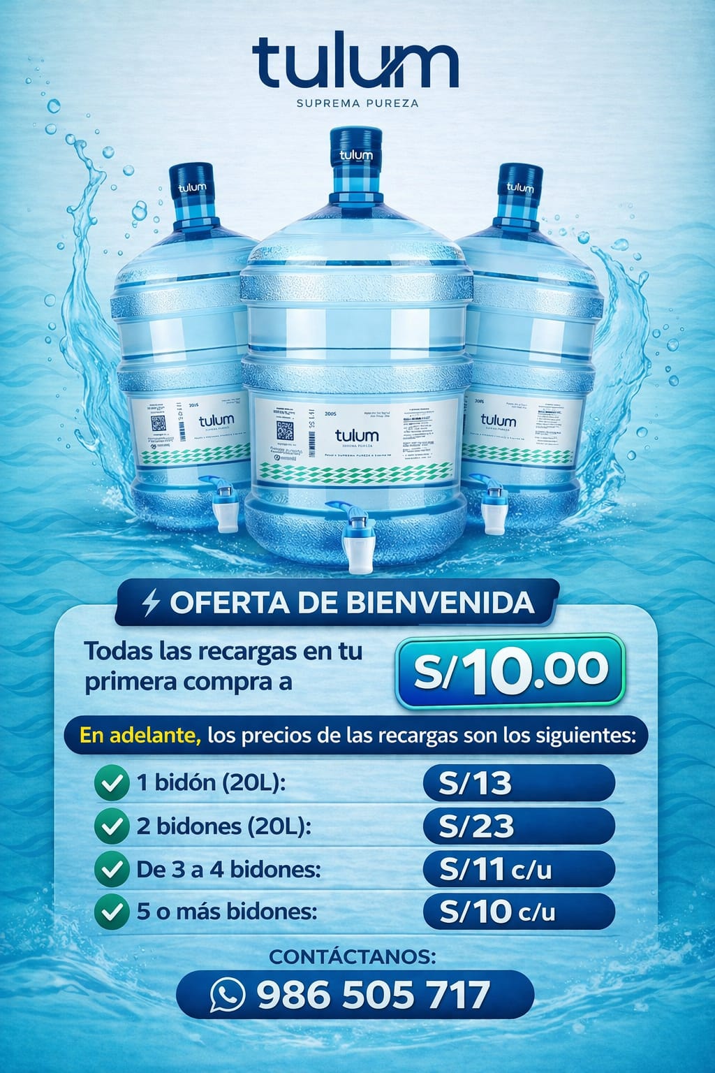 AGUA TULUM Facebook ad: Recarga tu bidón hoy