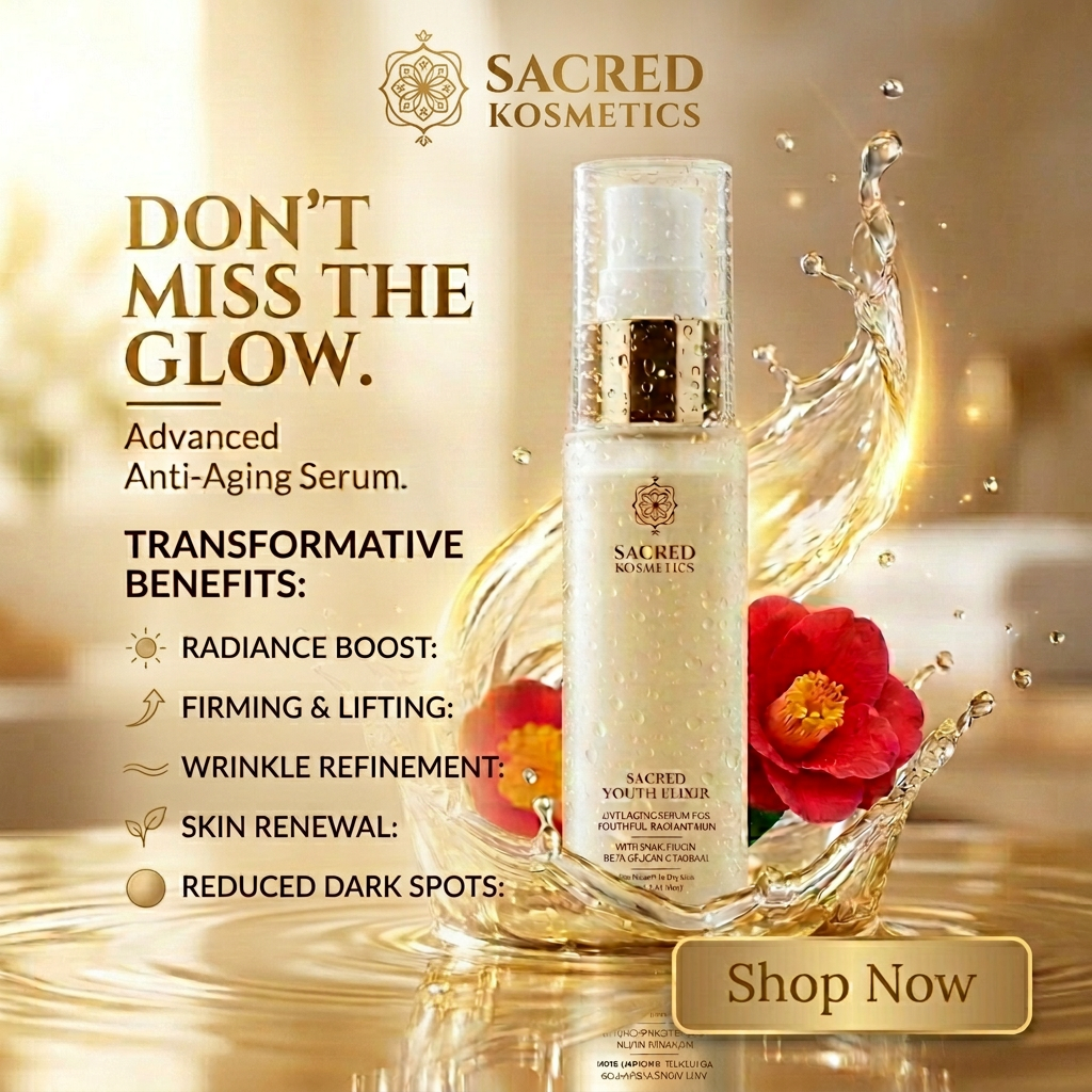 Sacred Kosmetics Facebook ad from Mar 18, 2026