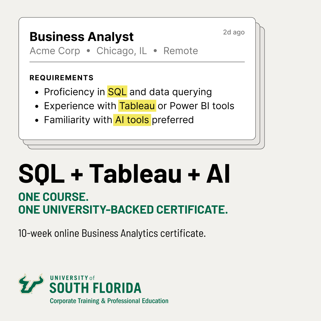 USF Corporate Training and Professional Education Online Certificates Facebook ad
