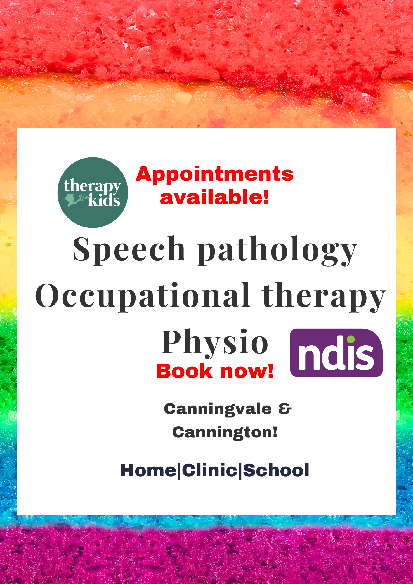 Therapy for Kids Perth Facebook ad: Our books are open