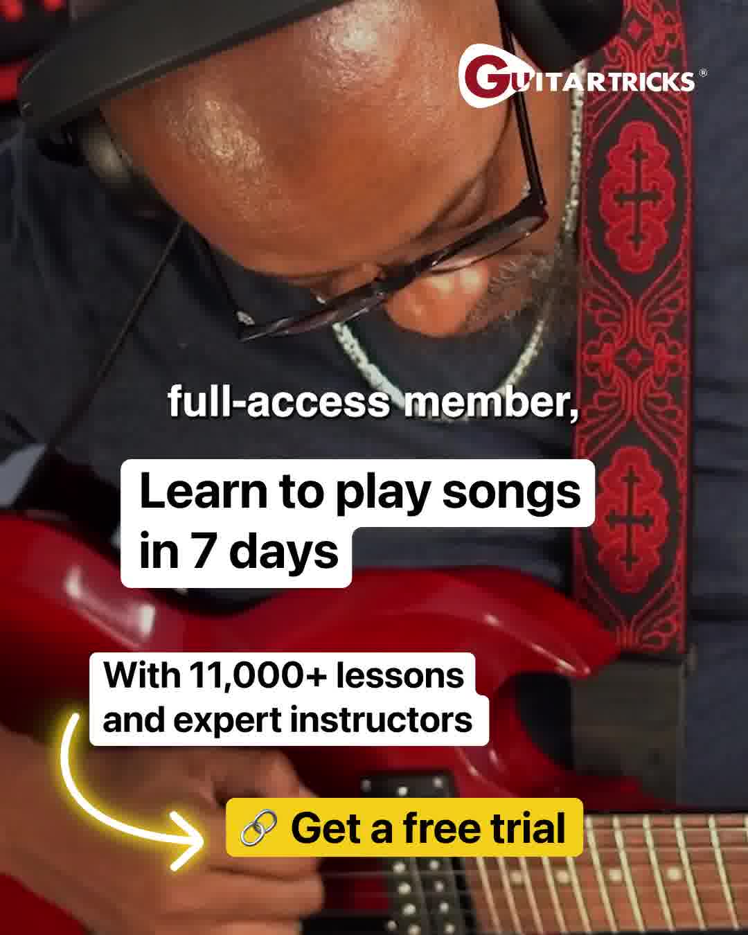 GuitarTricks.com Facebook ad: Start learning guitar the right way