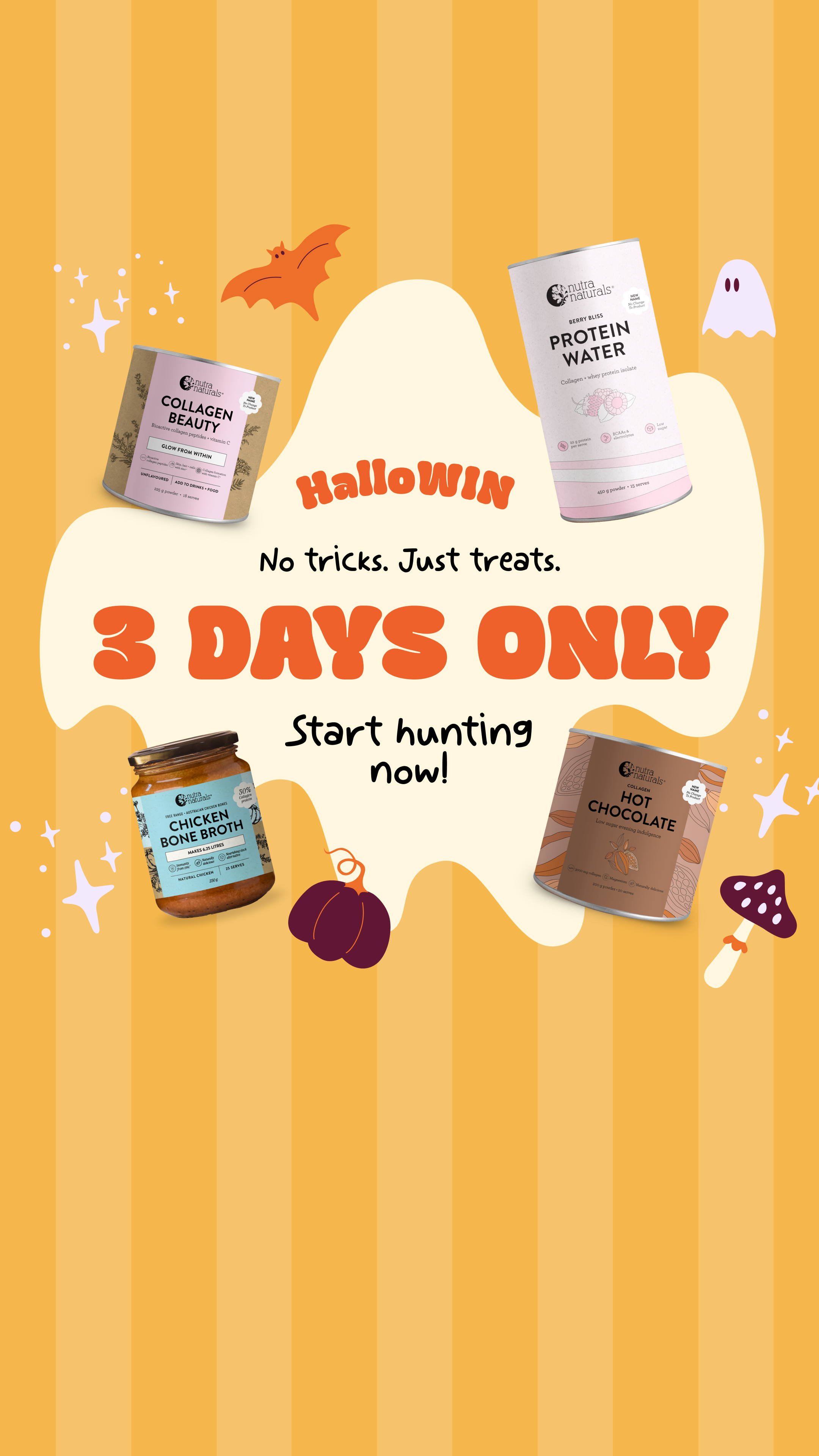 Nutra Naturals Facebook ad: No Tricks, Only Treats 3 Days Only!