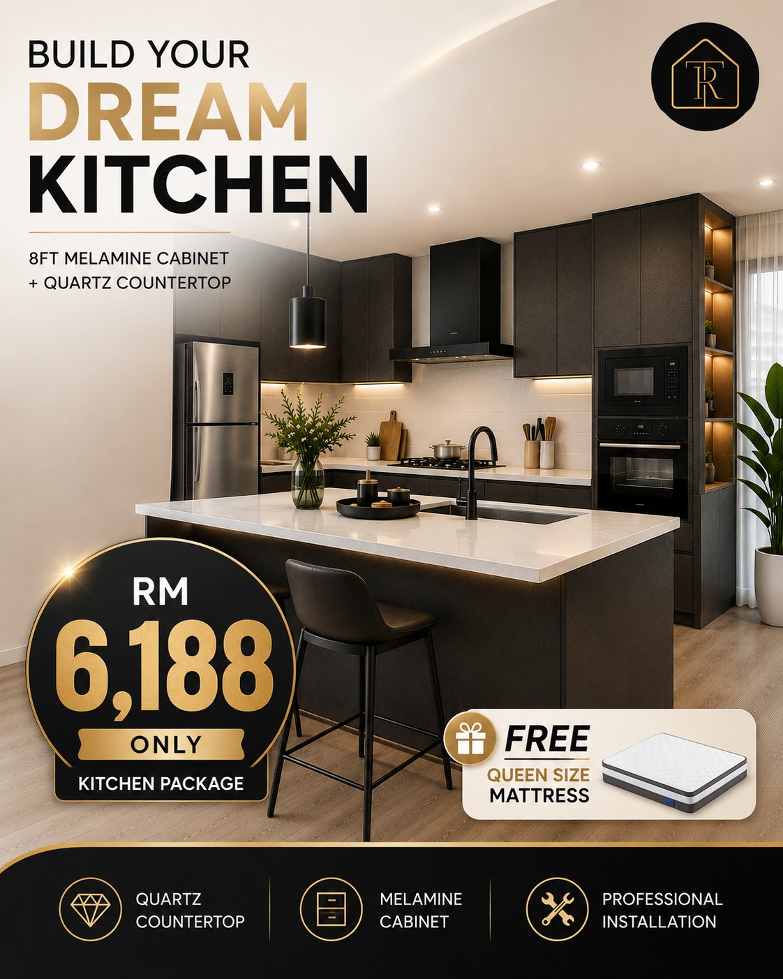The Renters Facebook ad: Build Your Kitchen & Get A FREE Mattress