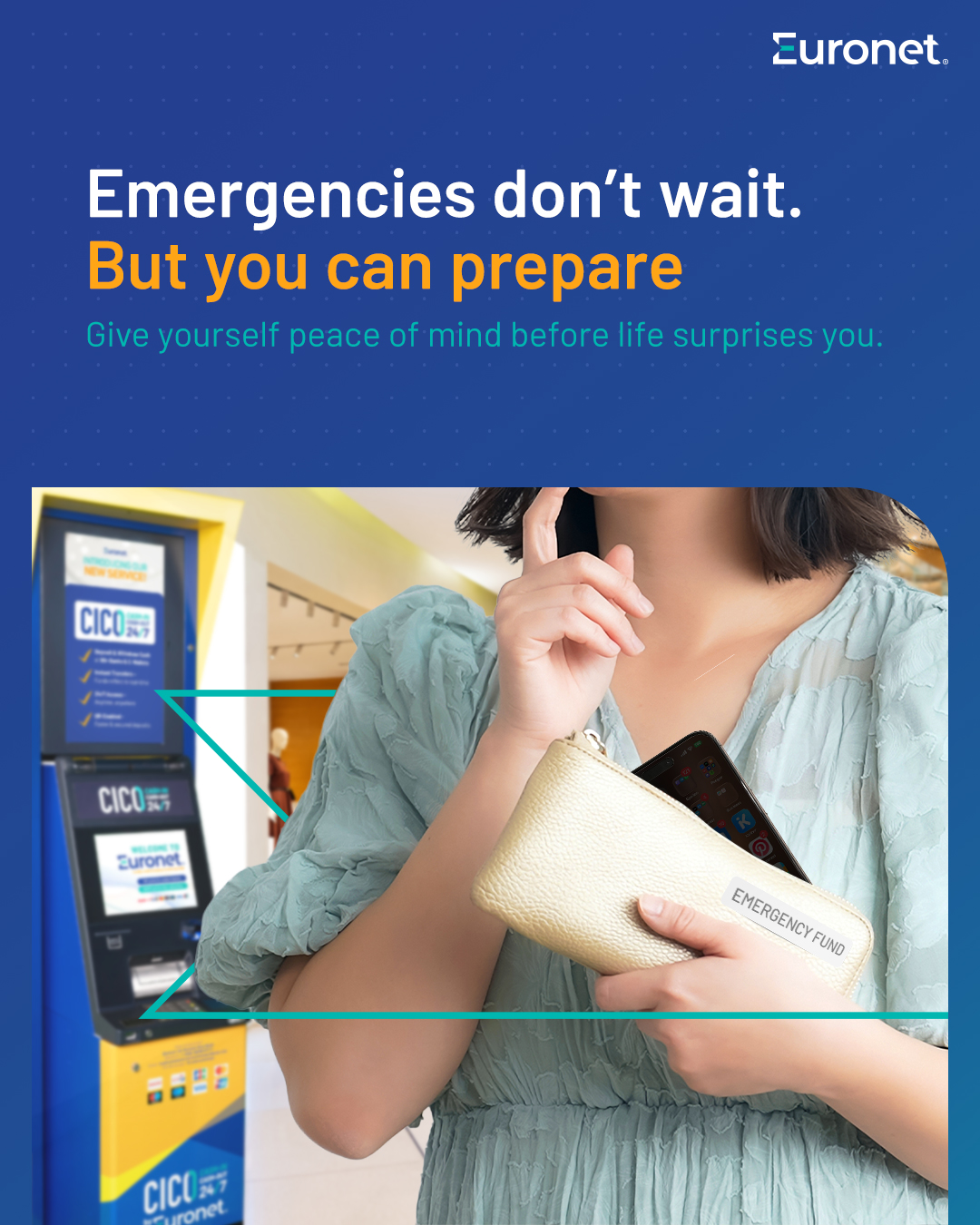 Euronet Philippines Facebook ad: Having an emergency fund means having peace of…