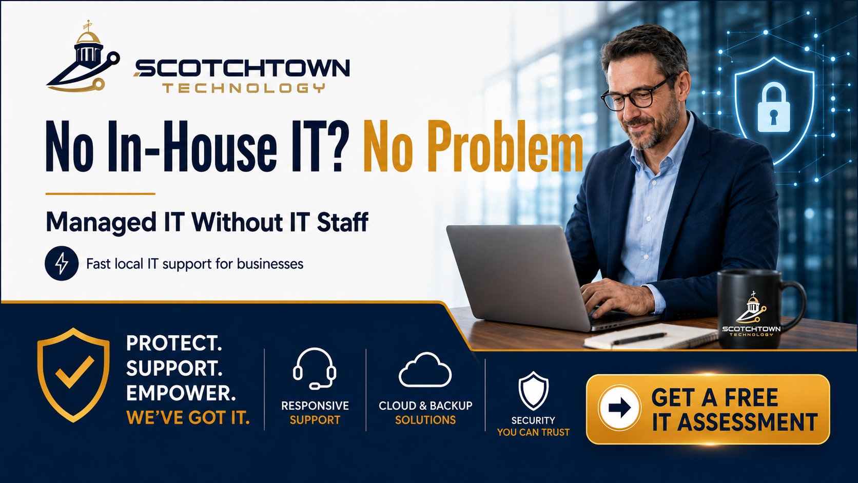 Scotchtown Technology Facebook ad: Fast IT Help for Your Business