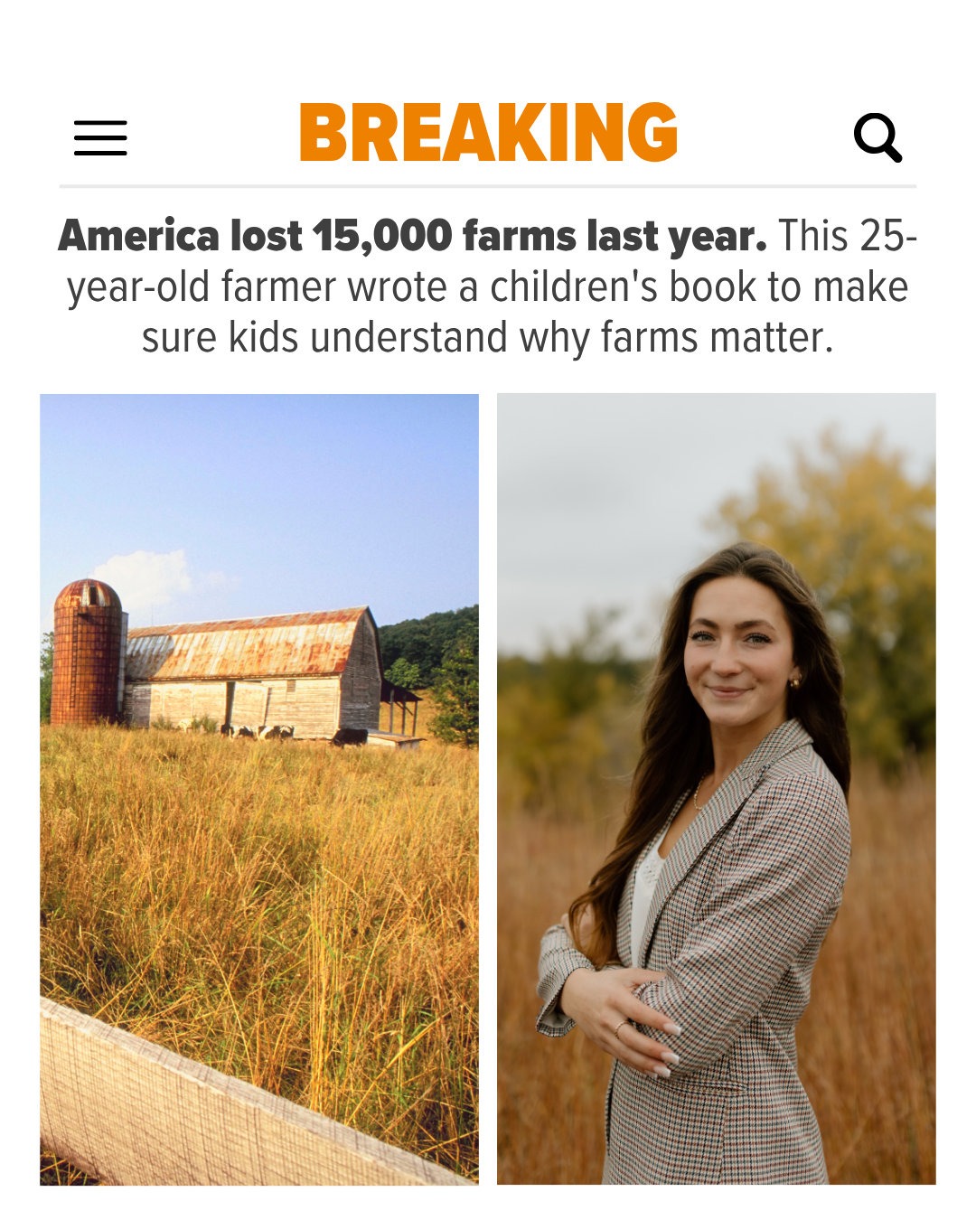 Laura Farms Facebook ad: Help Save the Future of Farming