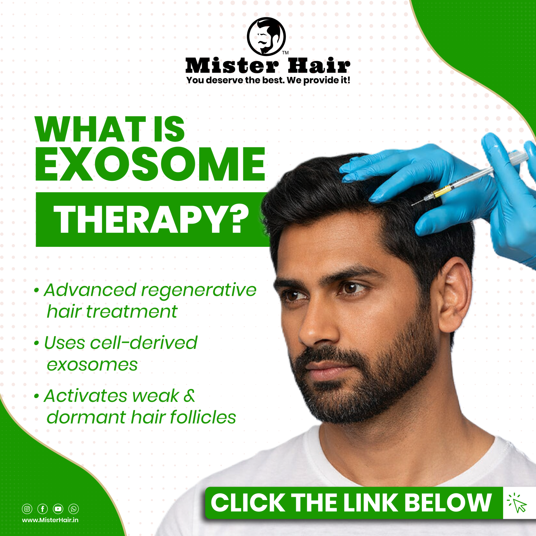 Mister Hair Clinic Facebook ad: Experience advanced Sapphire FUE for natural density…
