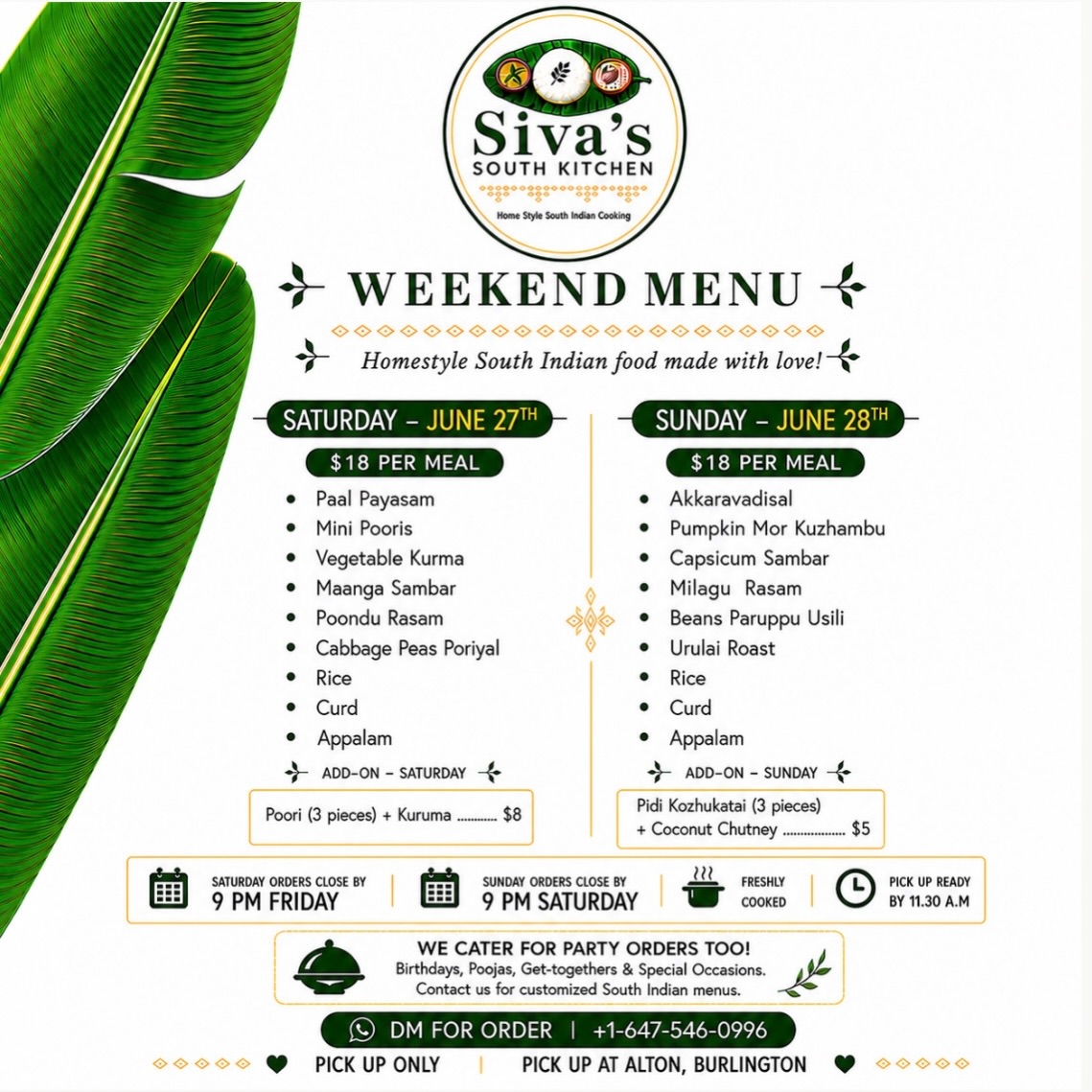 sivas_south_kitchen Facebook ad: This weekend’s South Indian virundhu is here!