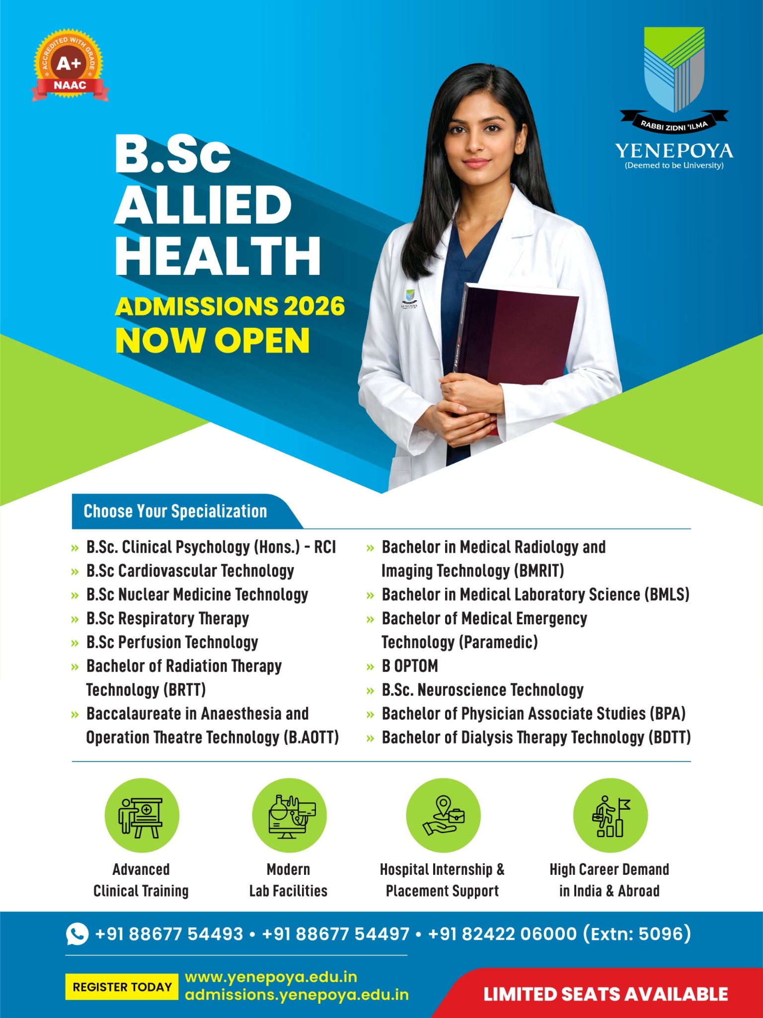Yenepoya - Deemed to be University Facebook ad: B.Sc Allied Health Admissions 2026 Open