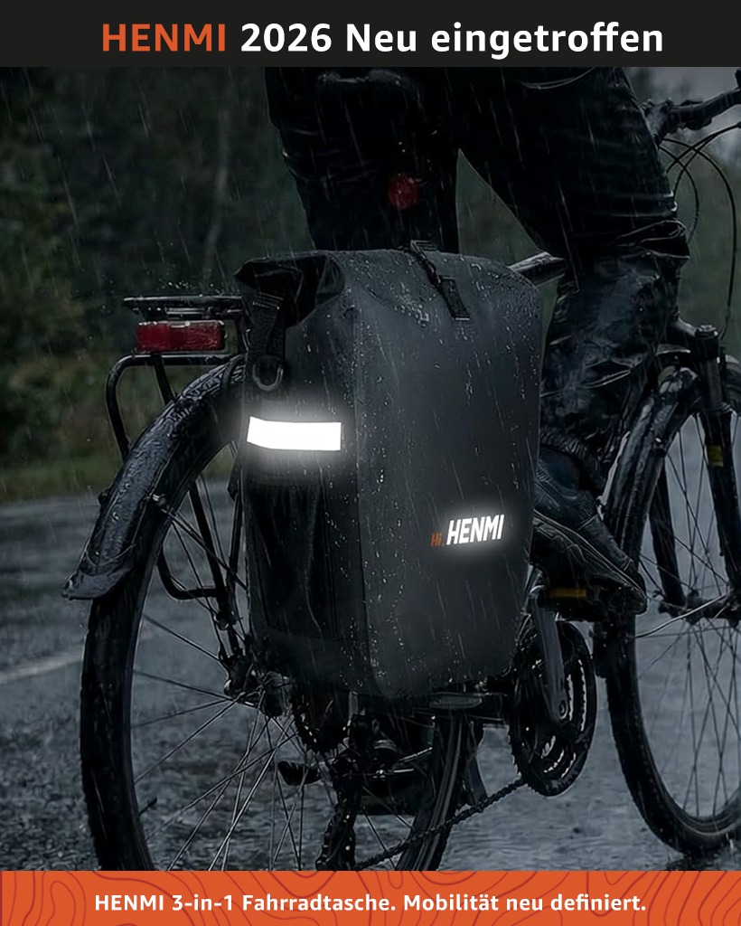 HENMI Facebook ad: HENMI 3-in-1 Fahrradtasche.