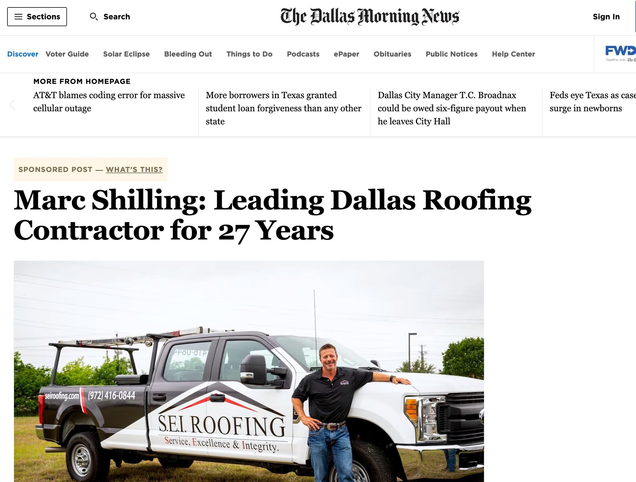SEI Roofing Facebook ad: We are thrilled to share the exciting news…