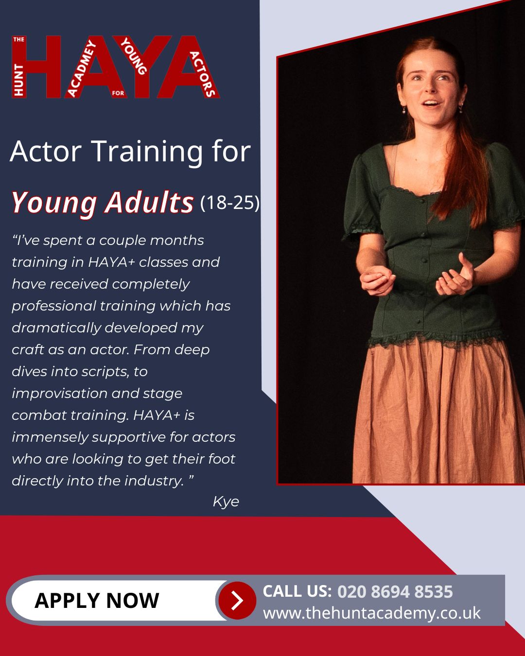 The Hunt Academy for Young Actors Facebook ad: ๐๐จ๐ฎ'๐ซ๐ ๐ฌ๐๐ซ๐ข๐จ๐ฎ๐ฌ ๐๐๐จ๐ฎ๐ญ ๐๐๐ญ๐ข๐ง๐ .