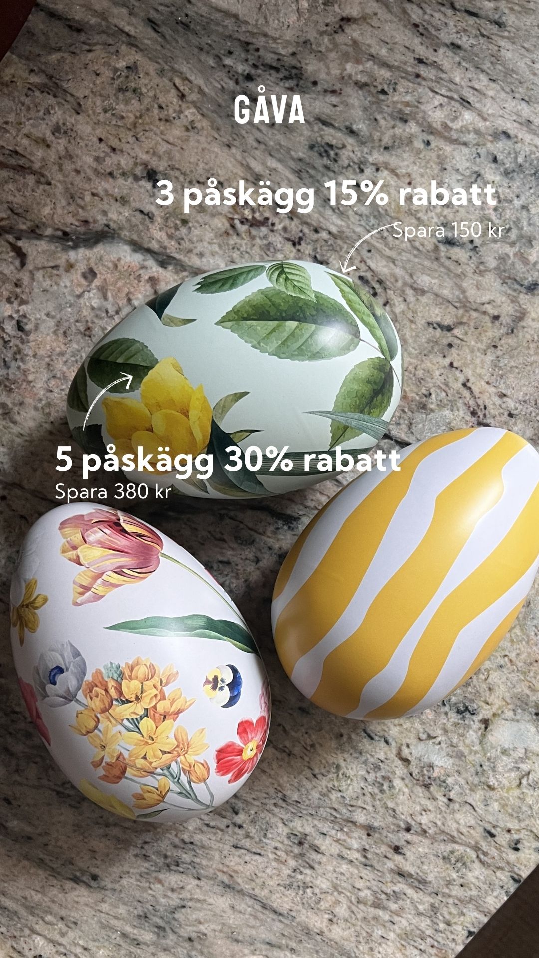 Gavagifting Facebook ad: Gåva’s svenskdesignade påskägg