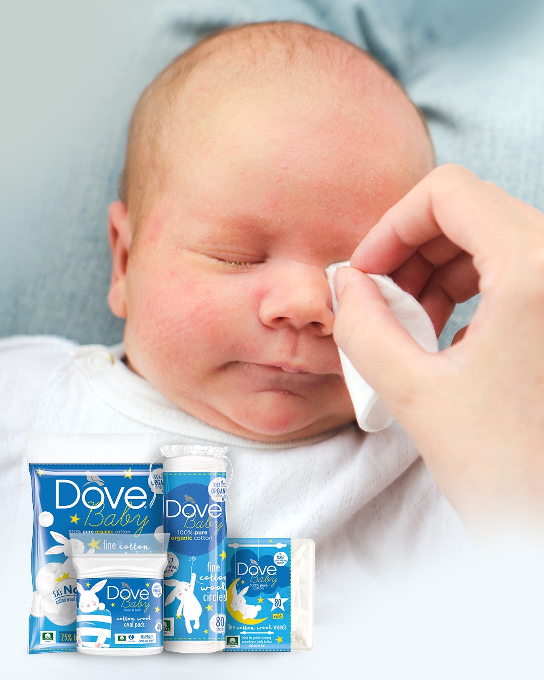Dove Cotton Facebook ad: Cold, dry winter air can leave your baby’s…