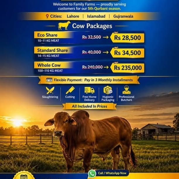 Familyy Farms Facebook ad: Book Your Cow Hissa With Familyy Farms For…