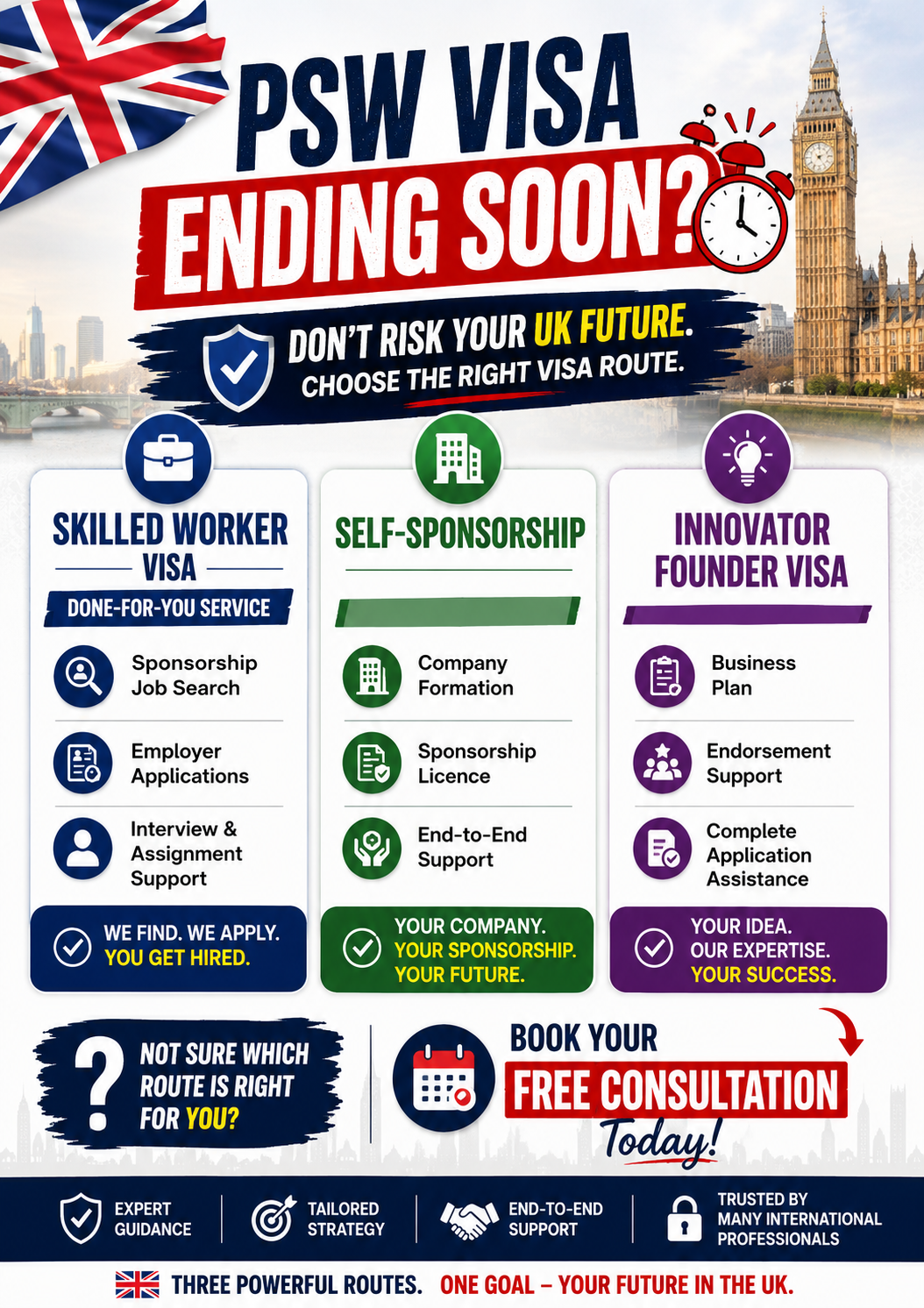 Innovator One Facebook ad: PSW Visa Ending Soon? Explore Your Best UK Visa Option