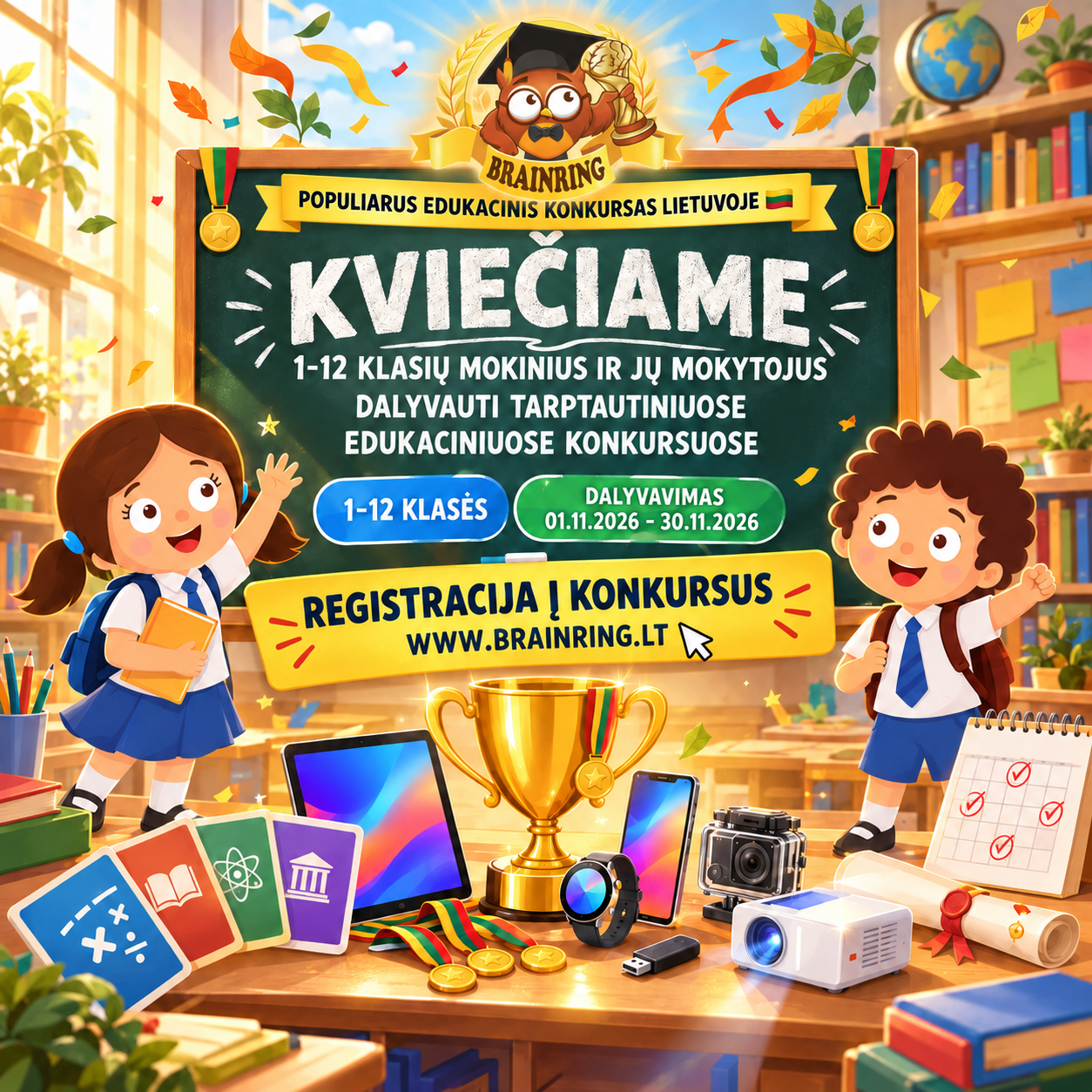 Brainring.lt Facebook ad: Brain Ring - Edukaciniai konkursai 1-12 klasių mokiniams