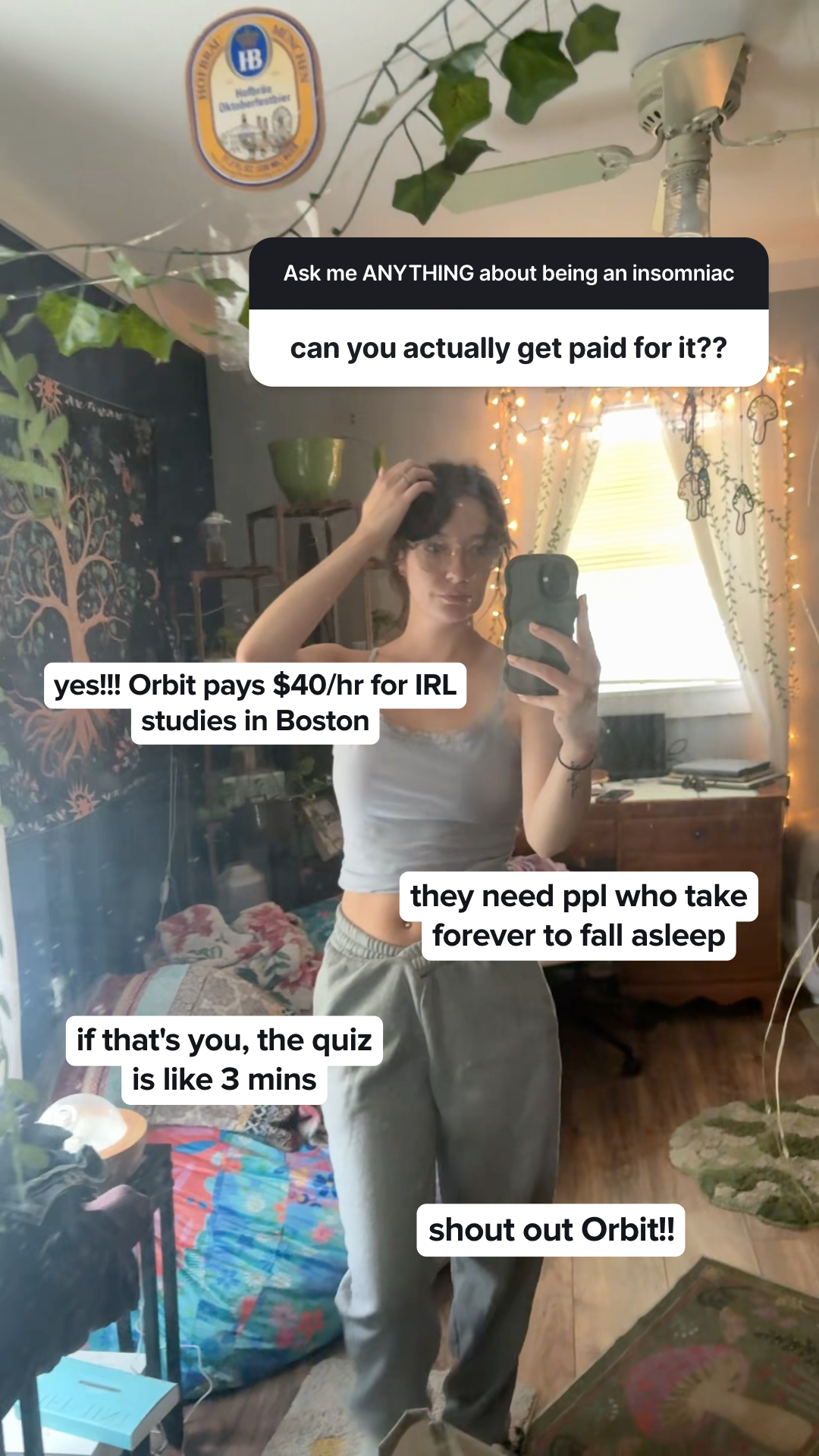 Orbit Clinical Facebook ad: Can't Fall Asleep? Get Paid $40/Hr