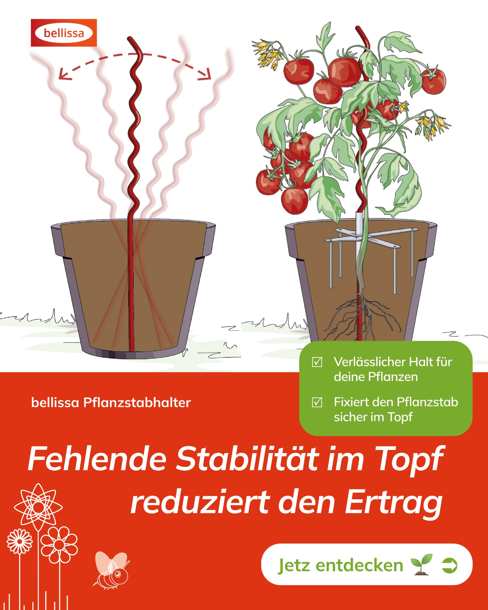 bellissa Haas GmbH Facebook ad: Wackelnde Pflanzstäbe? Nicht mehr.