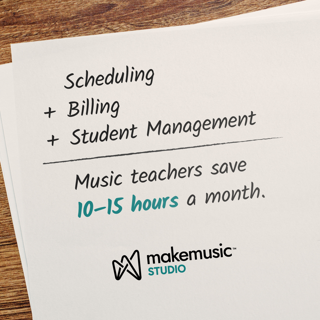MakeMusic Studio Facebook ad: One app for music teachers.
