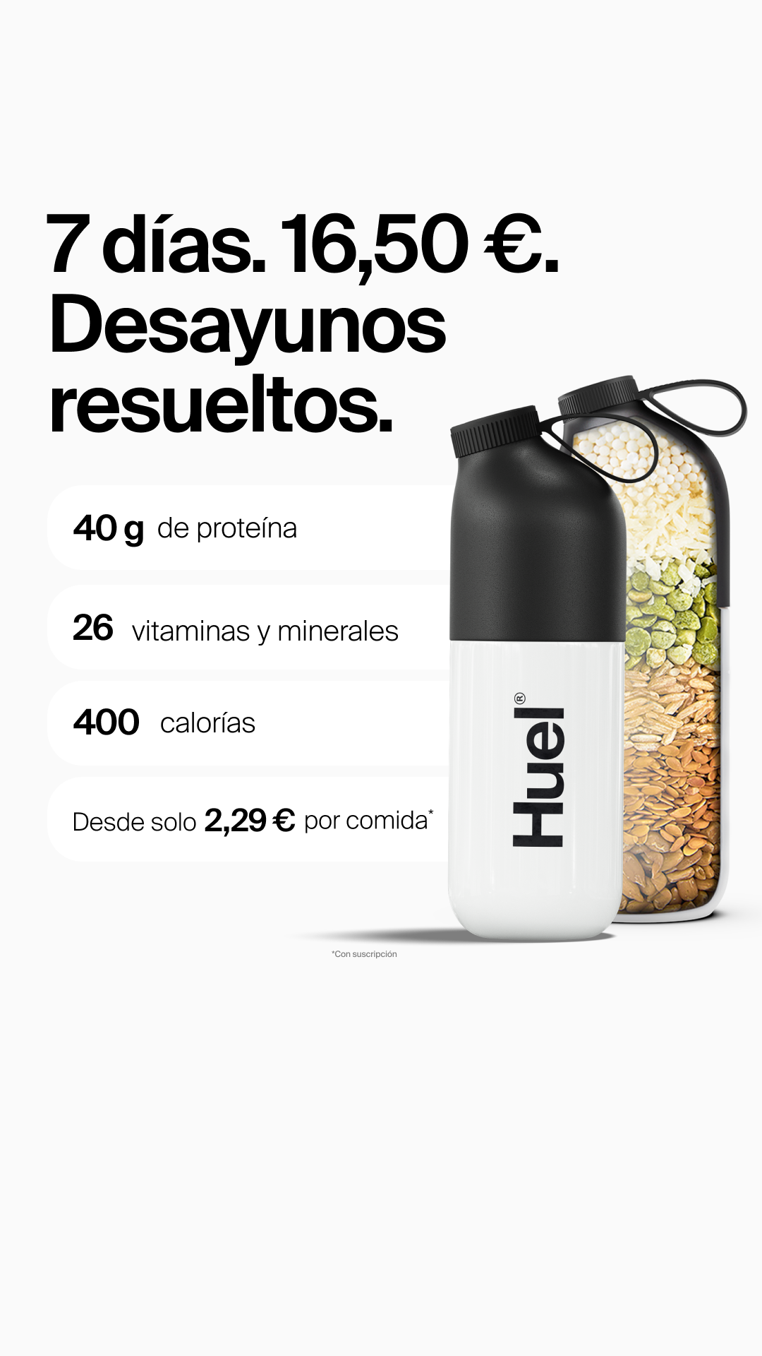 Huel Facebook ad: ¿Te tocan varias reuniones seguidas? Déjanos la comida a…