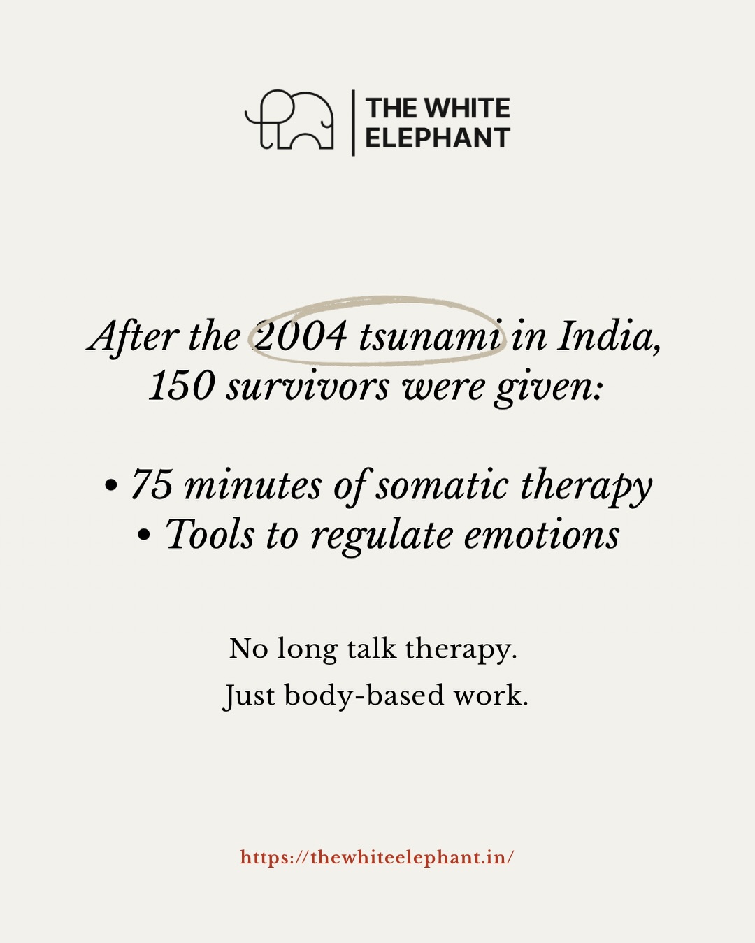 The White Elephant Clinic Facebook ad: What if healing trauma didn’t take years…
