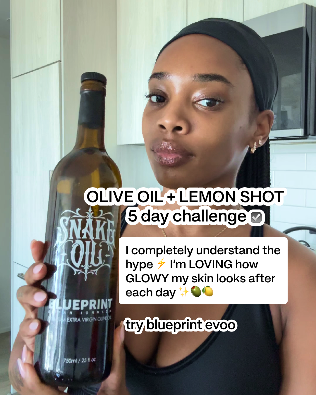 Blueprint Longevity Facebook ad: Extra Virgin Olive Oil made for Longevity.