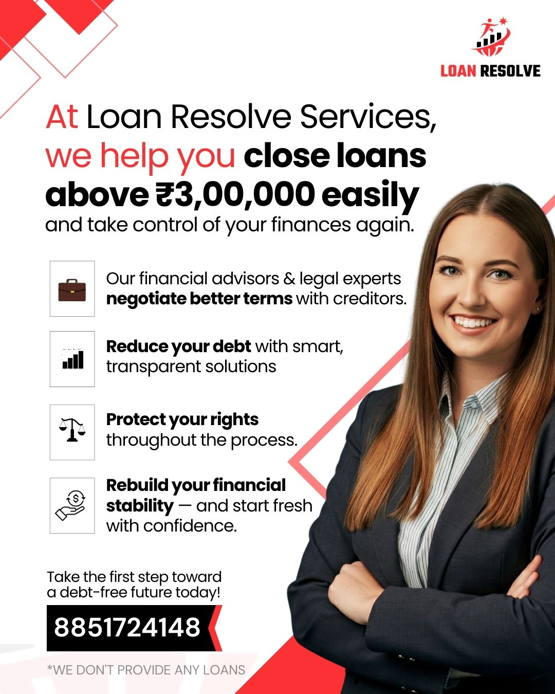 Loan Resolve Services Facebook ad: Clear Your Debts Over ₹3 Lakh, Stress-Free!
