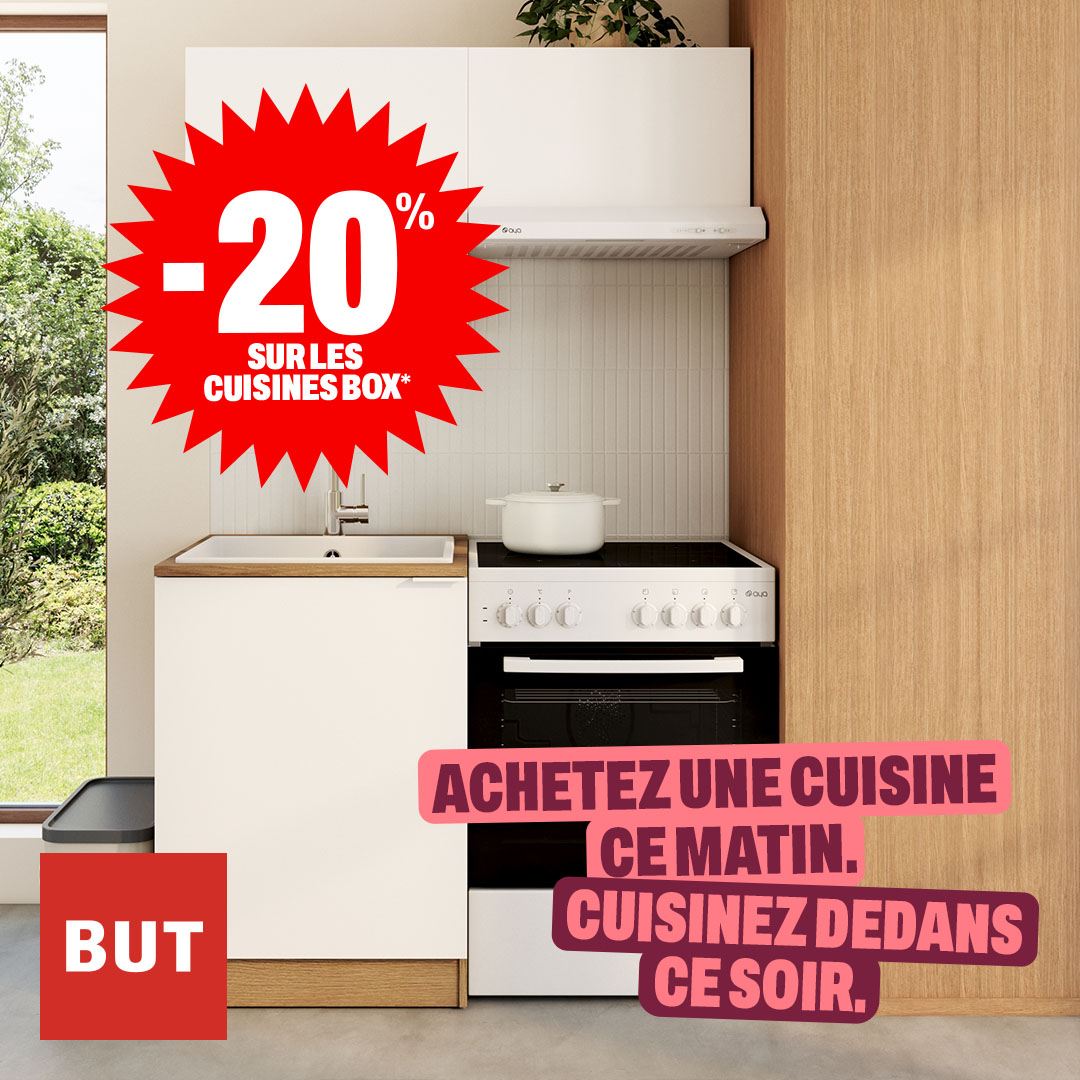 BUT Facebook ad: Déstockage des Cuisines BOX, profitez de -20% sur les…