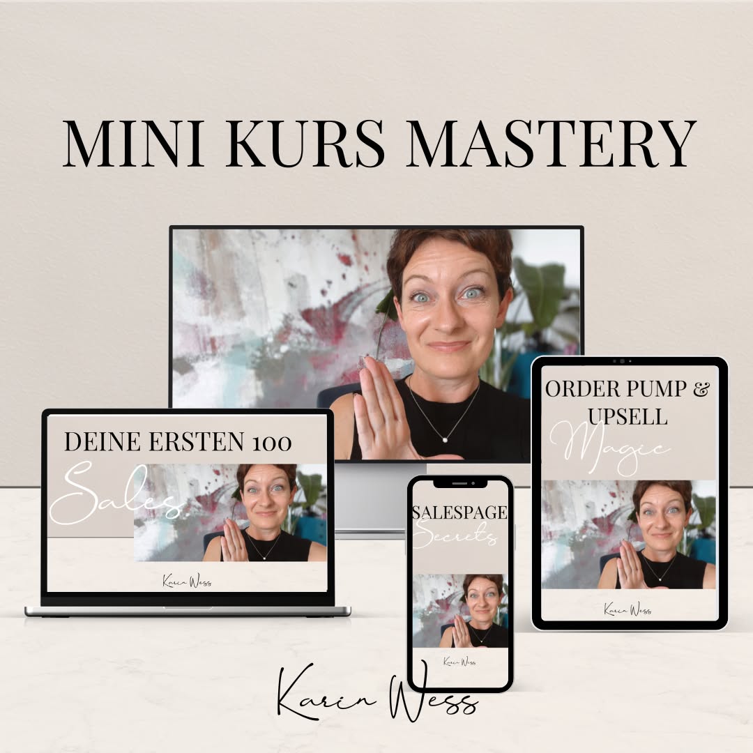 Karin Wess Facebook ad: Erstelle deinen Kurs in 1-2 Stunden, hier klicken!